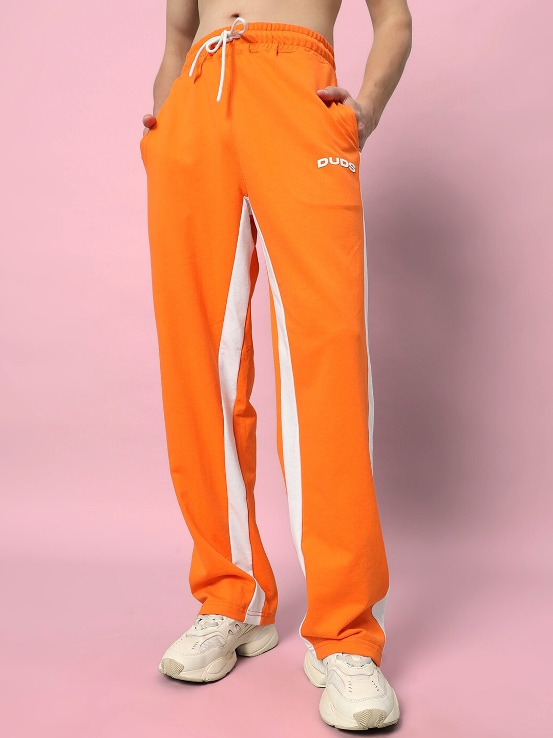 

WEARDUDS Men Relaxed-Fit Mid Rise Track Pants, Orange