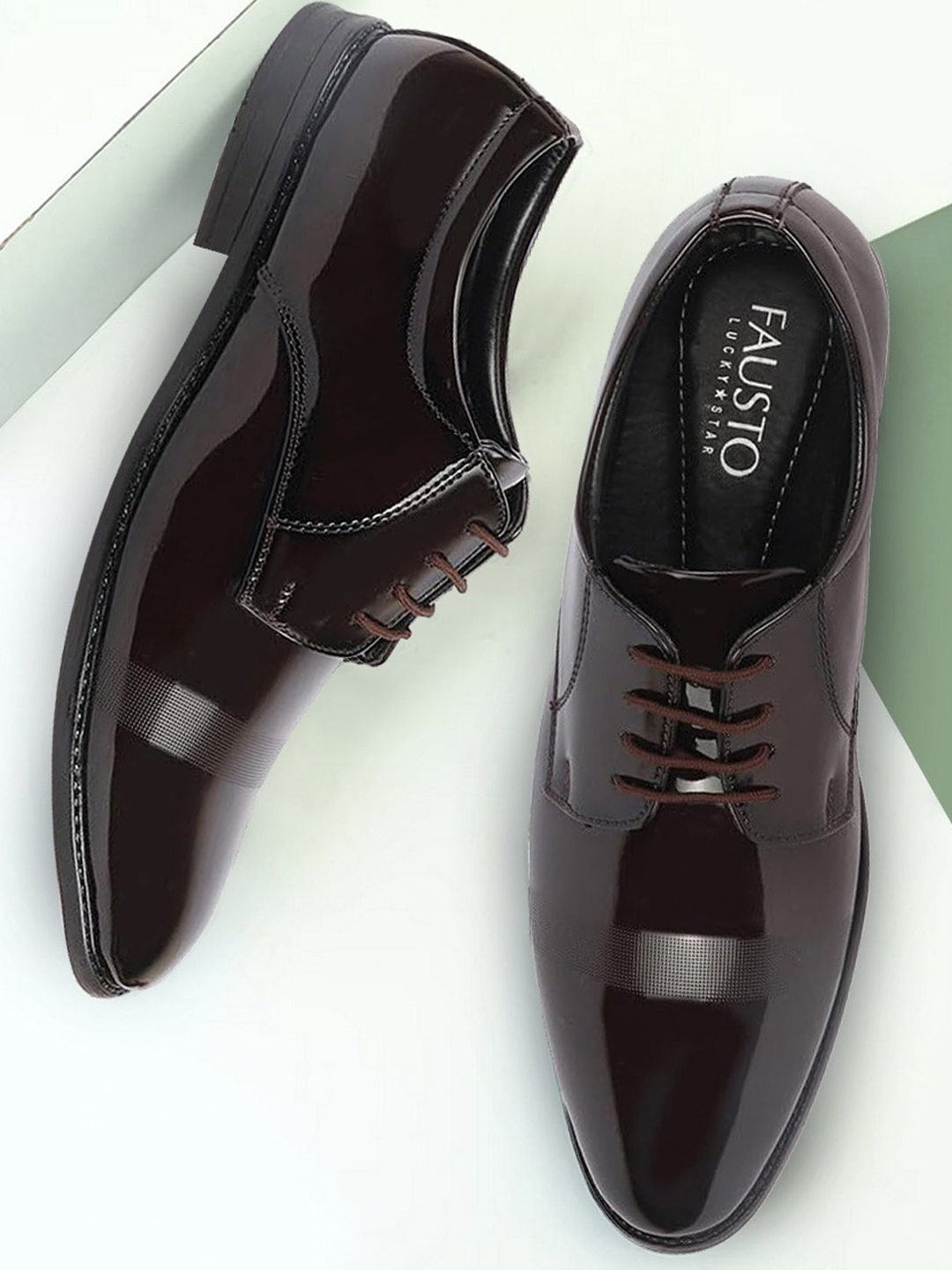 

FAUSTO Men Formal Derbys Shoes, Brown