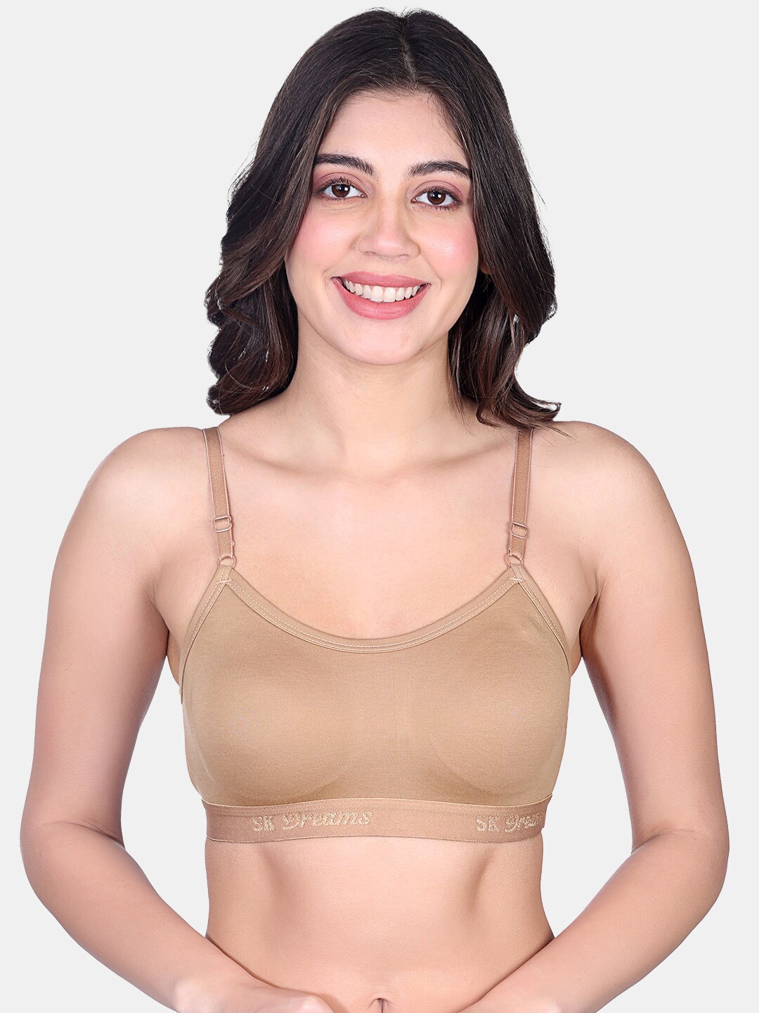 

SKDREAMS Full Coverage Non Padded Workout Bra With All Day Comfort, Nude