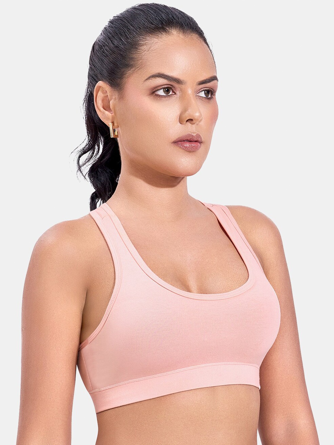 

SKDREAMS Full Coverage Non Padded Non-Wired Cotton Workout Bra-All Day Comfort, Pink