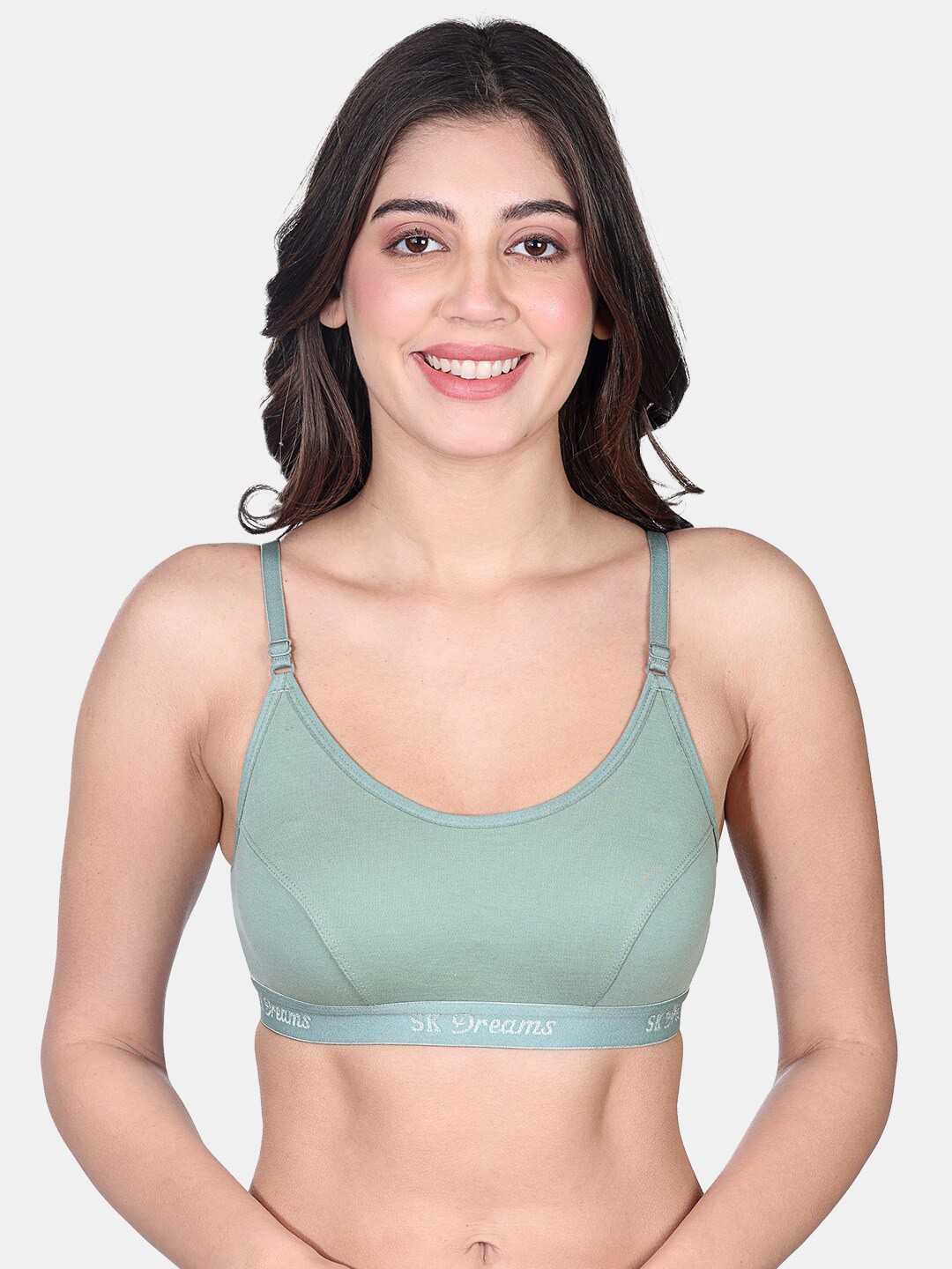 

SKDREAMS Non Padded Cotton Sports Workout Bra - Medium Coverage, Olive
