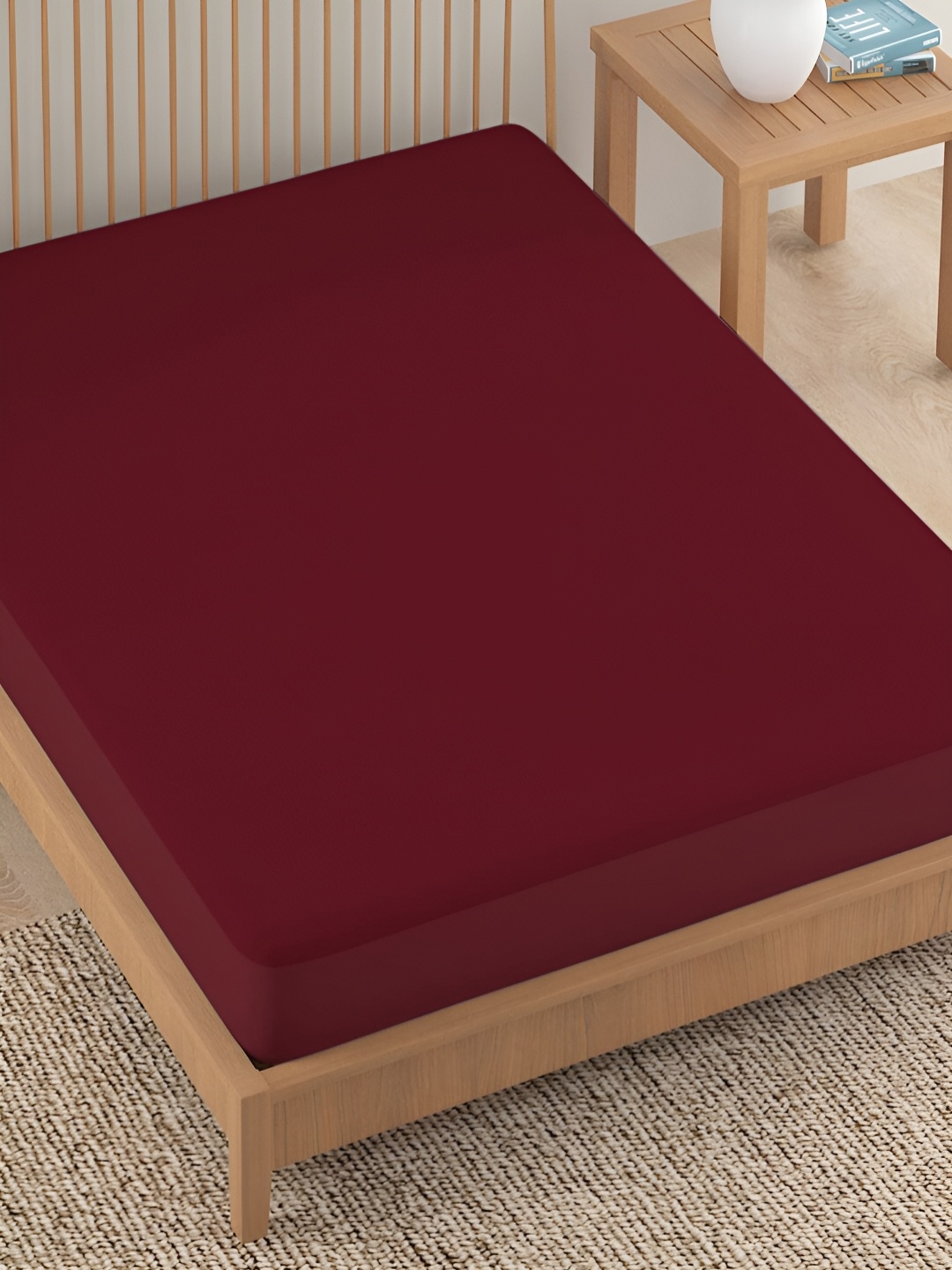 

HOKIPO Maroon Terry Cotton Fitted Water Resistant Mattress Protector