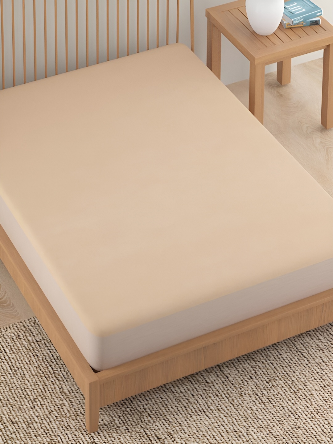 

HOKIPO Beige Printed Water Resistant Fitted Mattress Protector