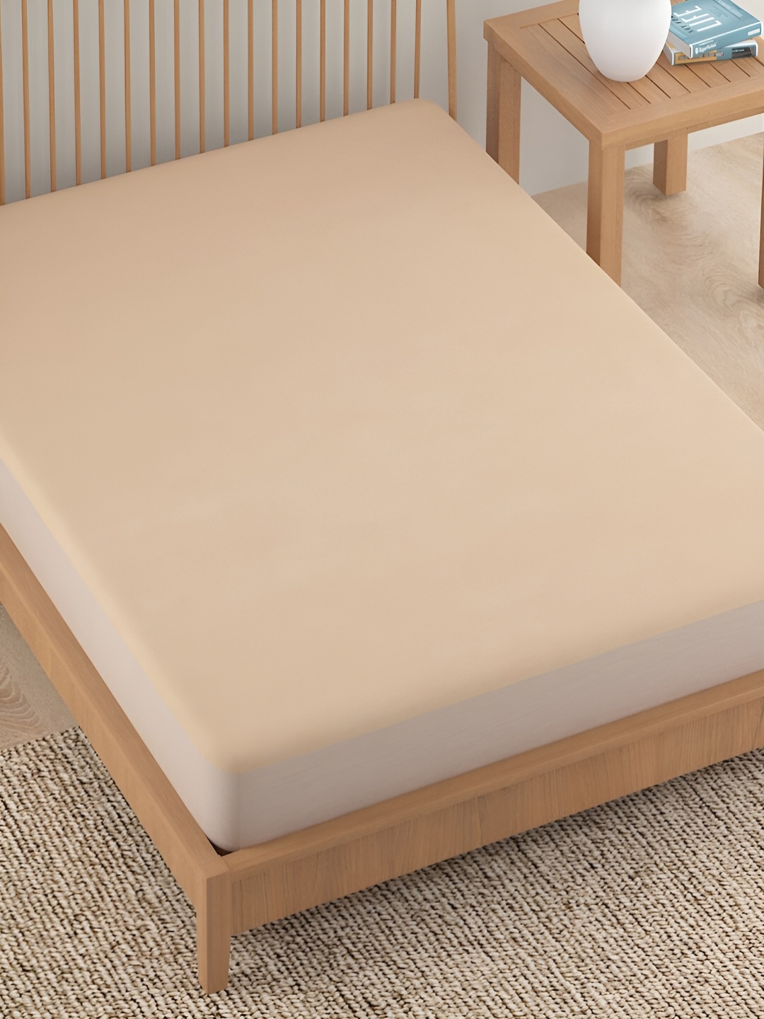

HOKIPO Beige Water Resistant Fitted Mattress Protector