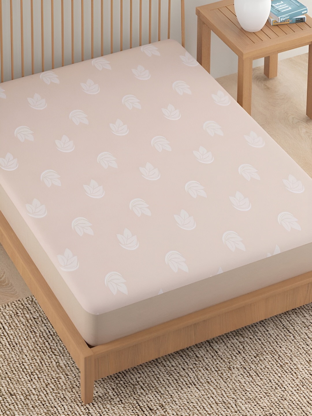 

HOKIPO White Water Resistant Fitted Mattress Protector, Beige