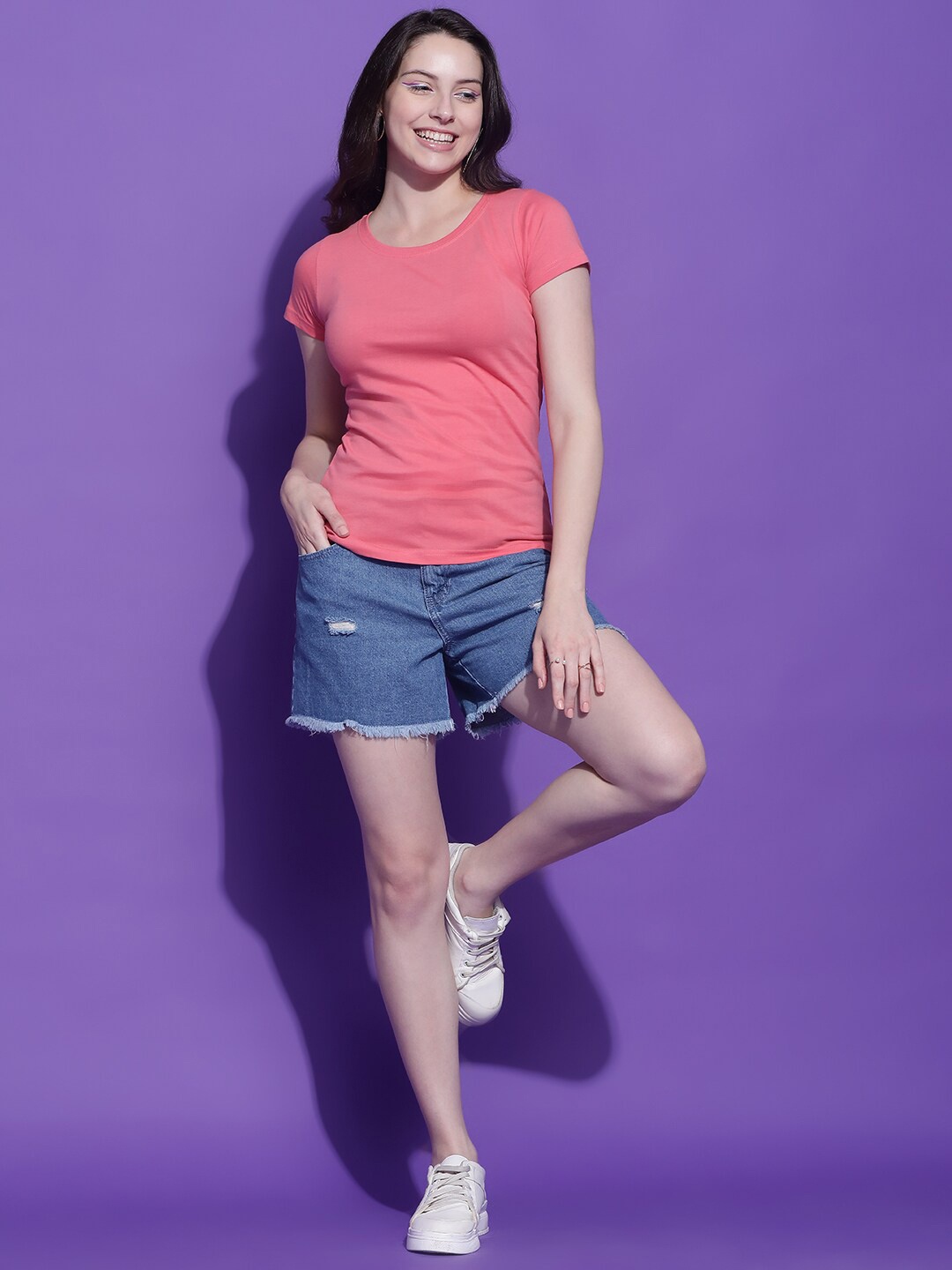 

Eppe Women Solid Relaxed-Fit Dry-Fit Pure Cotton T-shirt, Pink