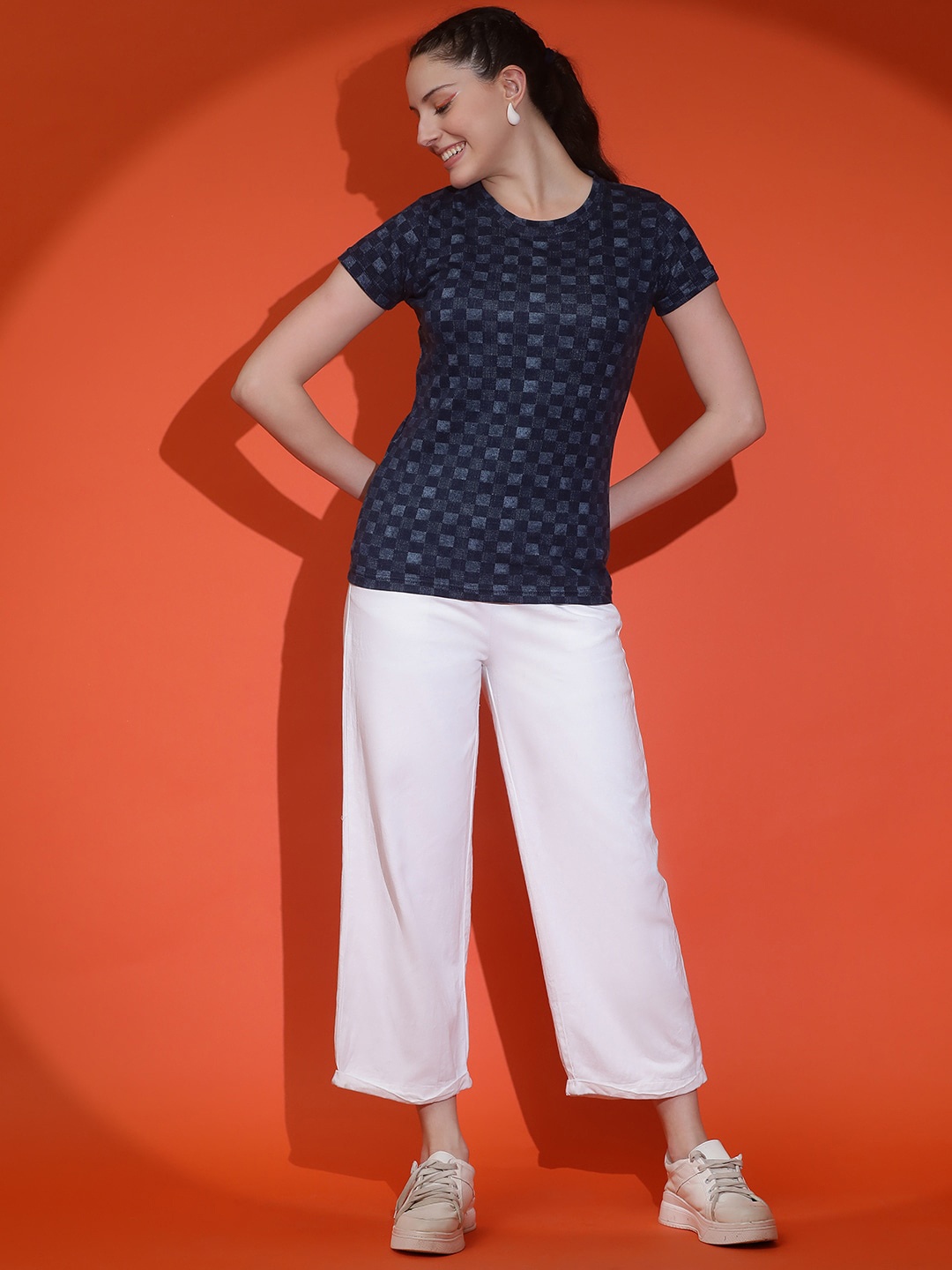 

EPPE Women Printed Dri-FIT Cotton T-shirt, Blue