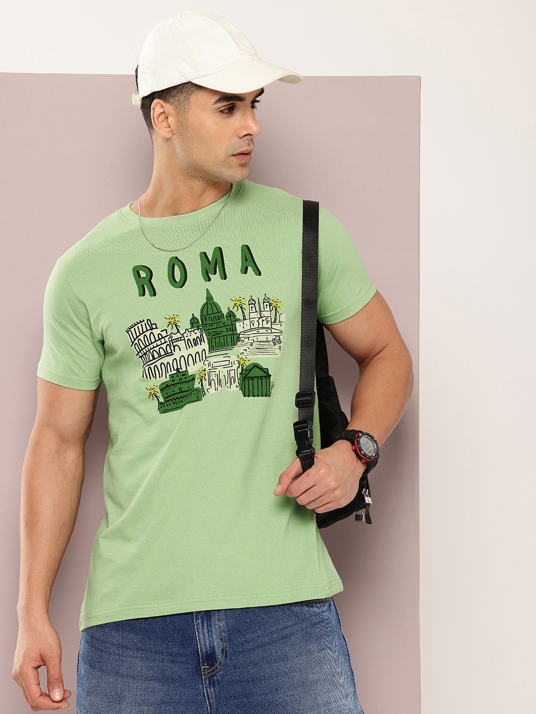 

DILLINGER Men Printed Pure Cotton T-shirt, Green