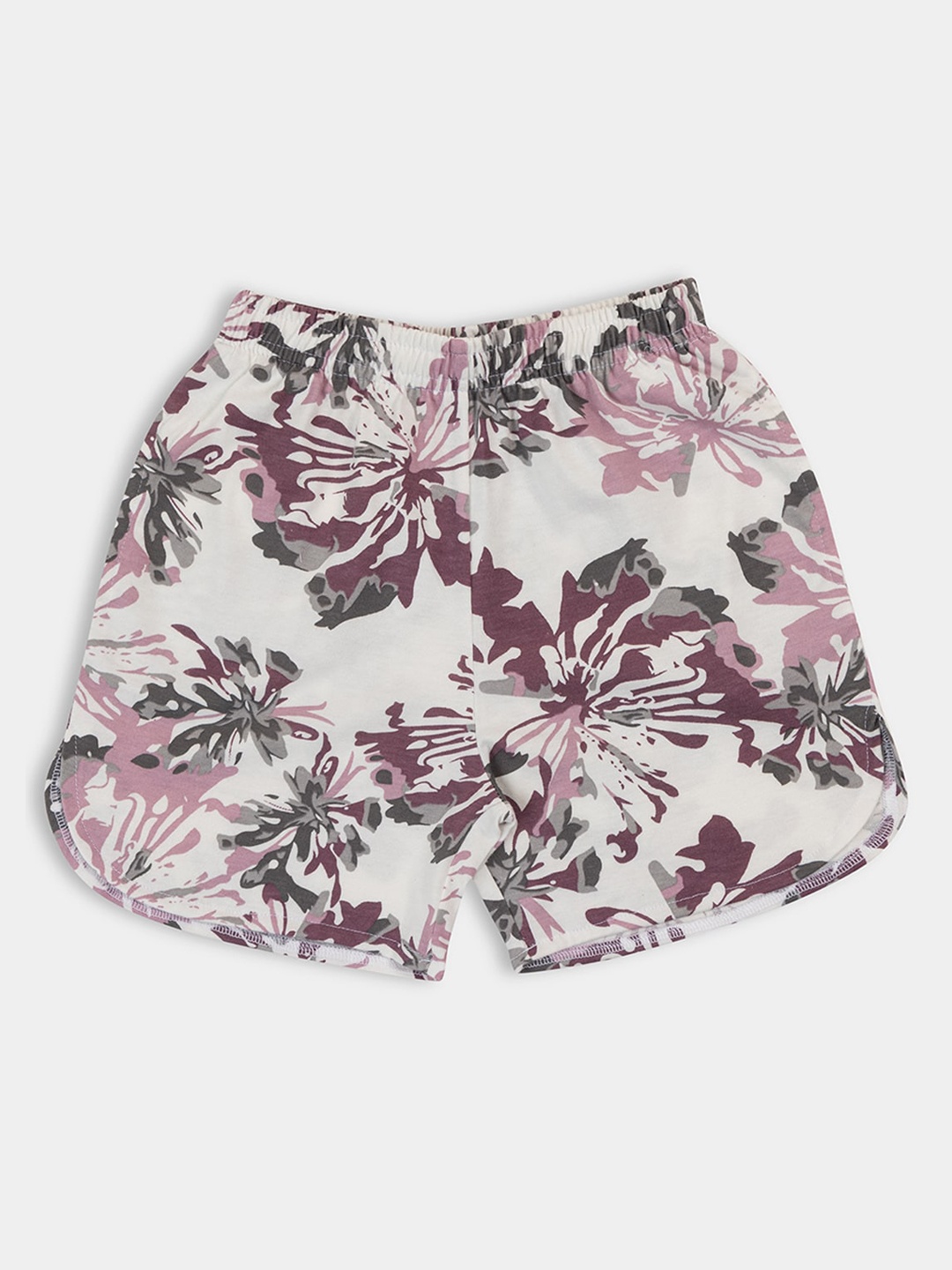 PAMPOLINA Girls Floral Printed Cotton Regular Shorts, Purple