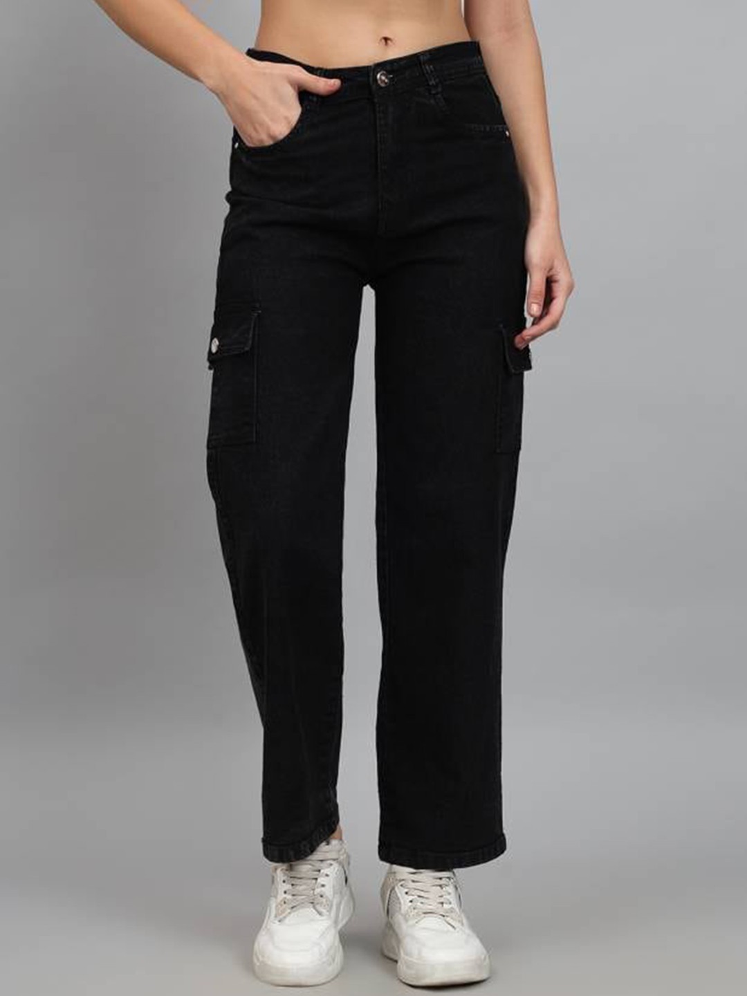 

BAESD Women Comfort High-Rise Straight Fit Stretchable Jeans, Black