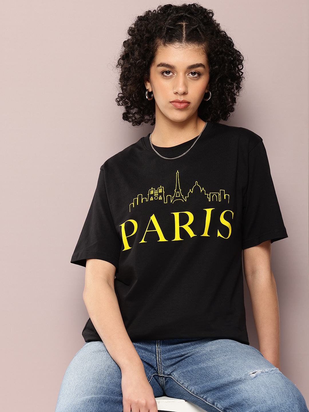 

DILLINGER Women Graphic Printed Oversized T-shirt, Black