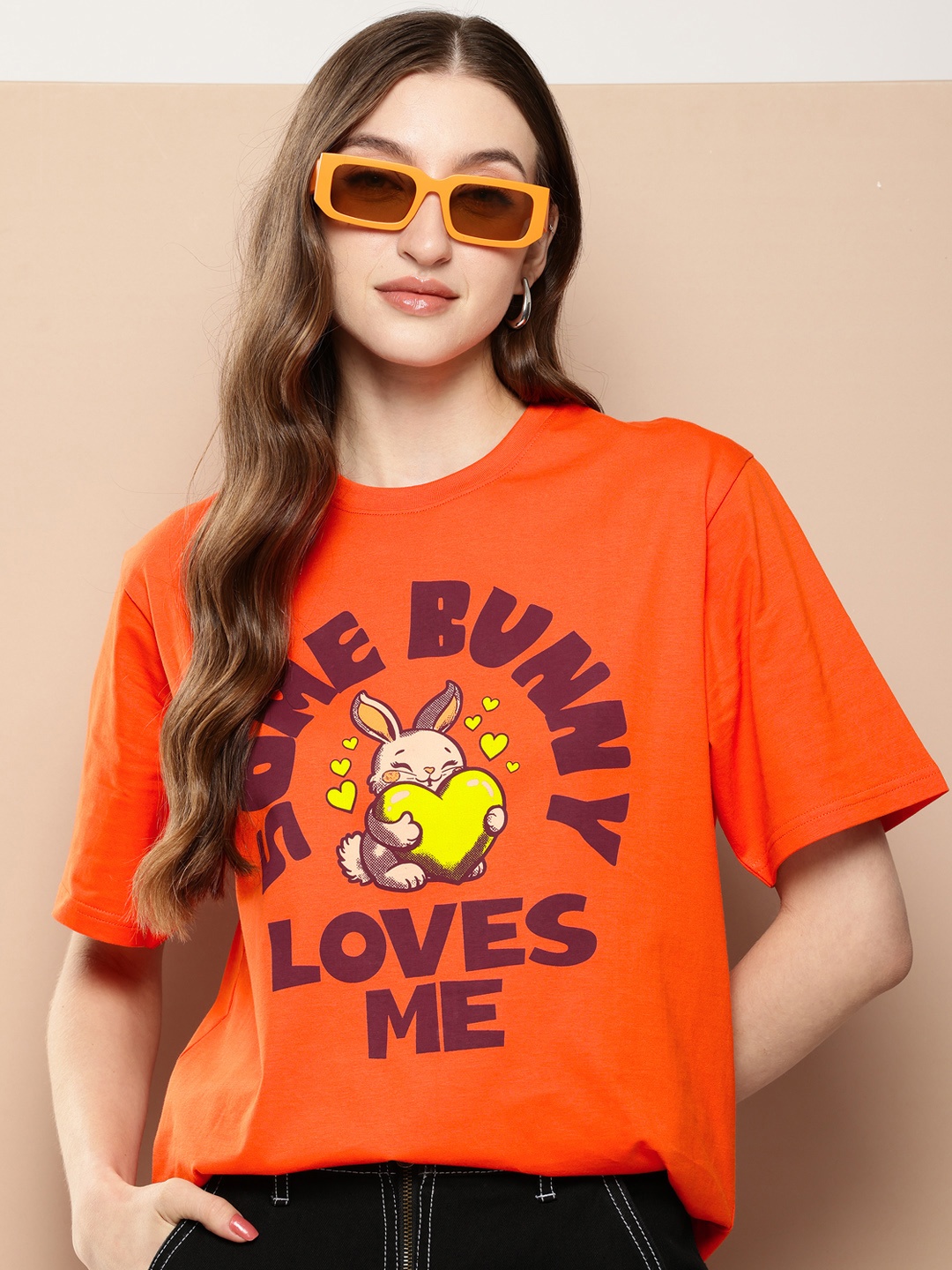 

Difference of Opinion Graphic Printed Oversized Pure Cotton T-shirt, Orange