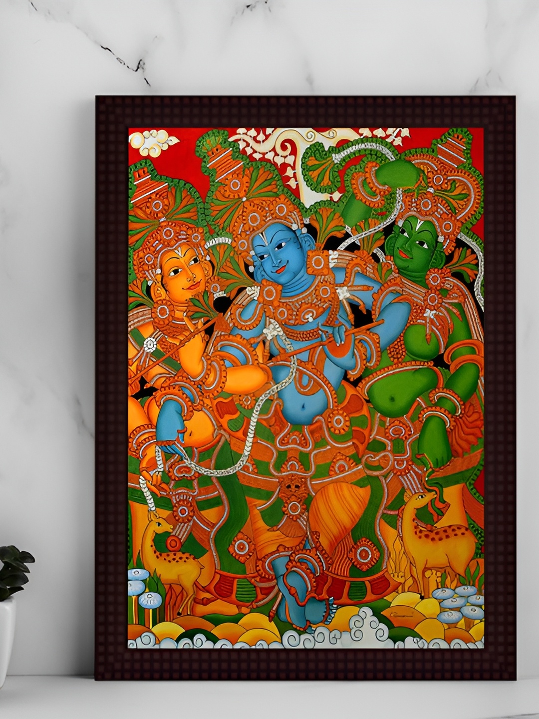 

Tamatina Red & Blue A Day of Kathakali Canvas Religious Wall Painting Art