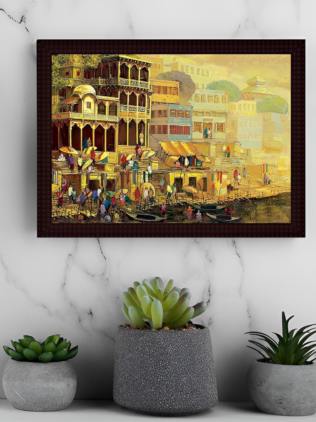 Tamatina Black & Yellow Wooden Abstract Wall Painting Art