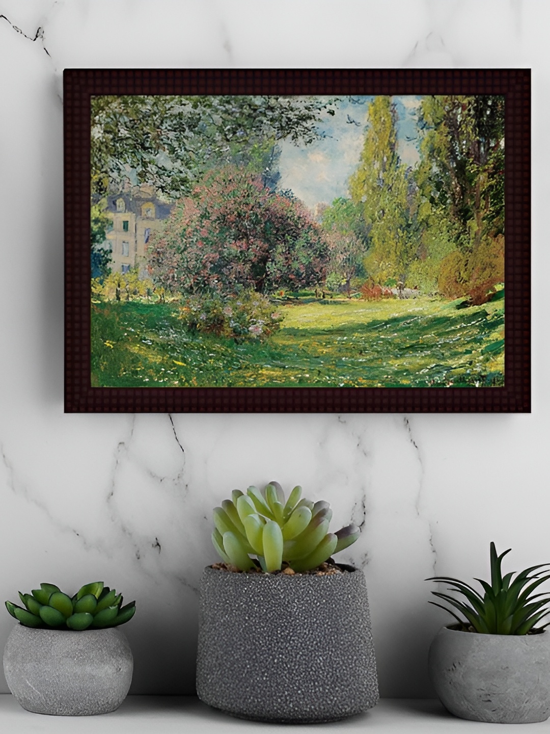 Tamatina Green & Brown Printed Wooden Wall Art