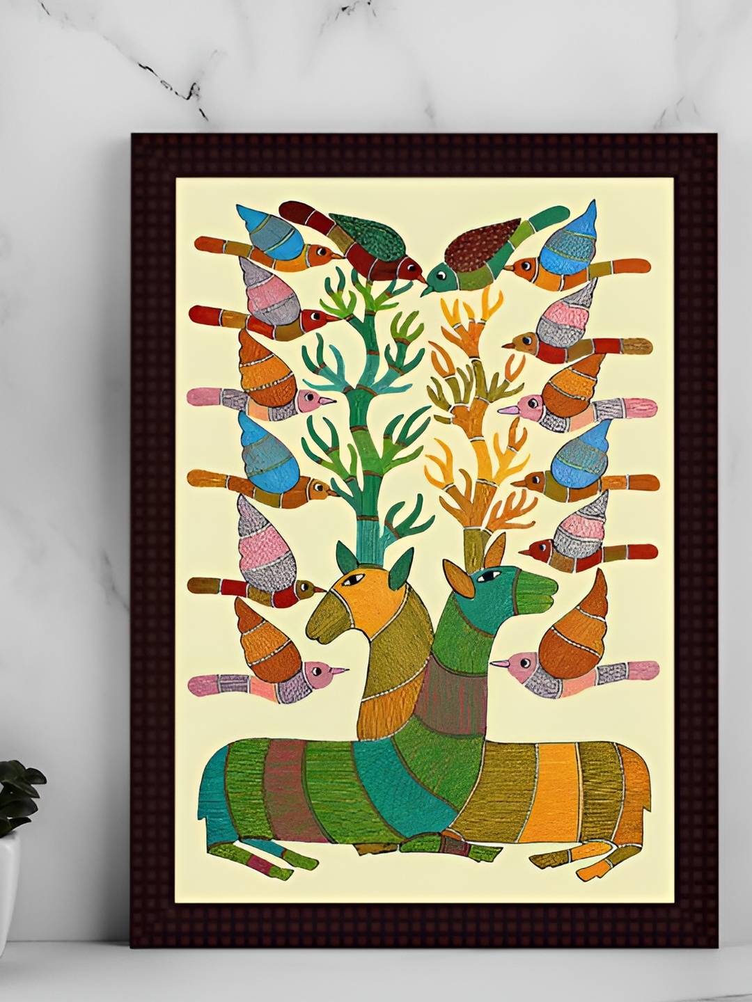 

Tamatina White & Green Printed Wooden Wall Art