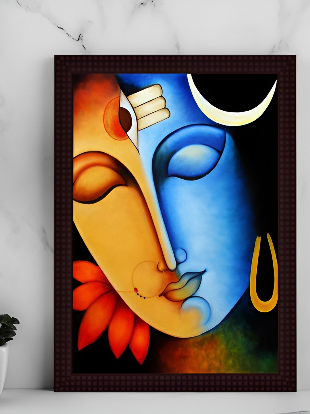 

Tamatina Black & Blue Wooden Religious Wall Painting Art