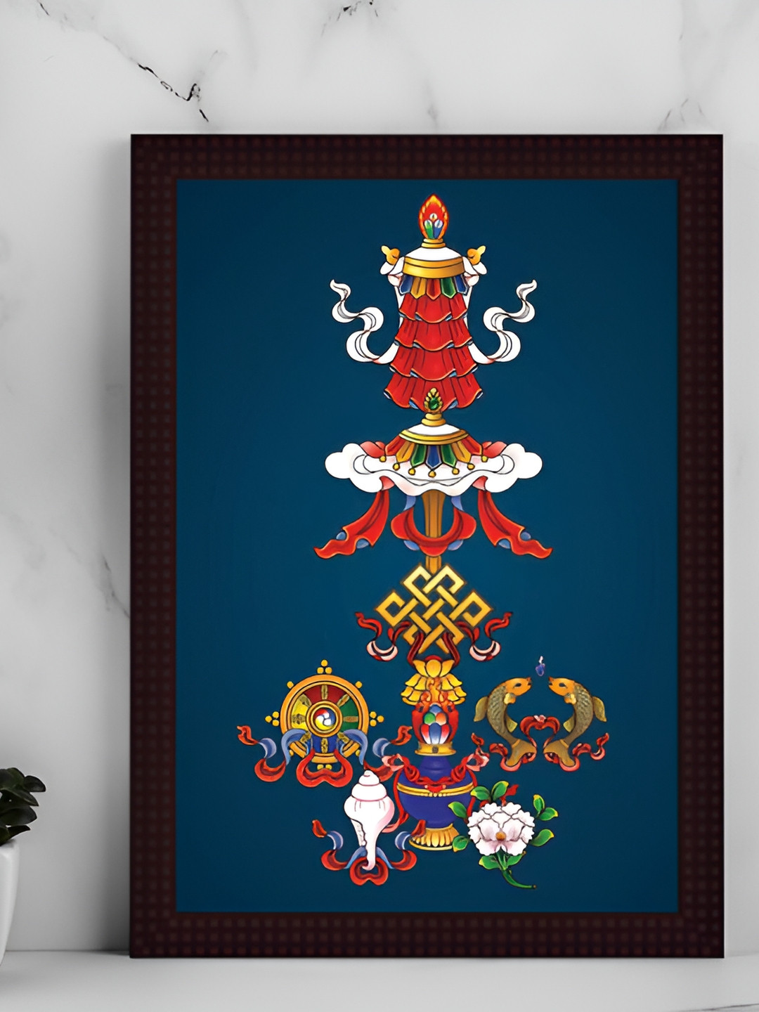 

Tamatina Blue & Red Printed Wooden Wall Art