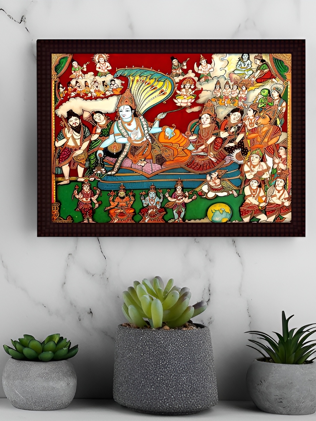 

Tamatina Red & Beige Printed Wooden Wall Art