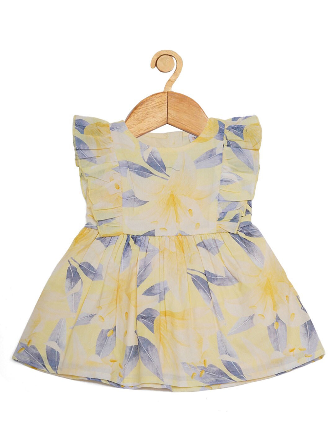 

Creative Kids Girls Floral Print Flutter Sleeve Cotton Fit & Flare Dress, Yellow