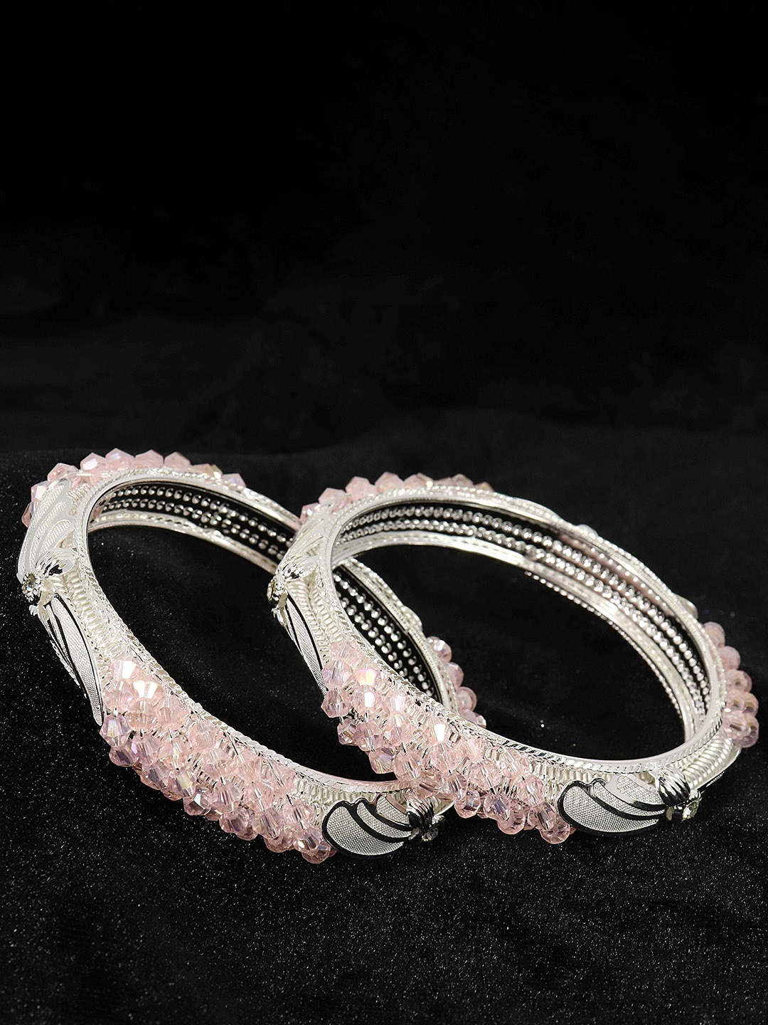 

NMII Set Of 2 AD Studded Bangles, Silver