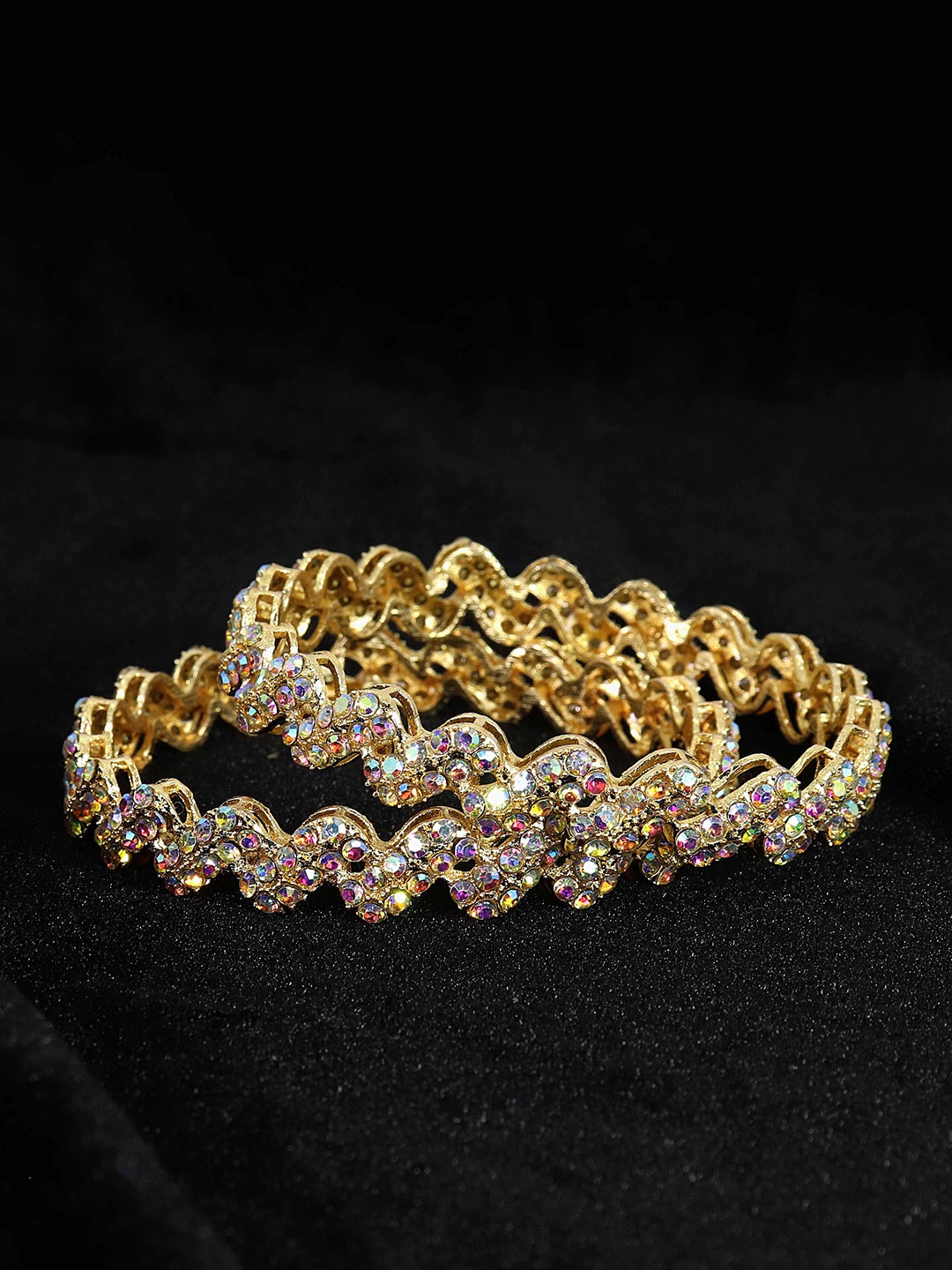 

NMII Set Of 2 AD Studded Bangles, Gold