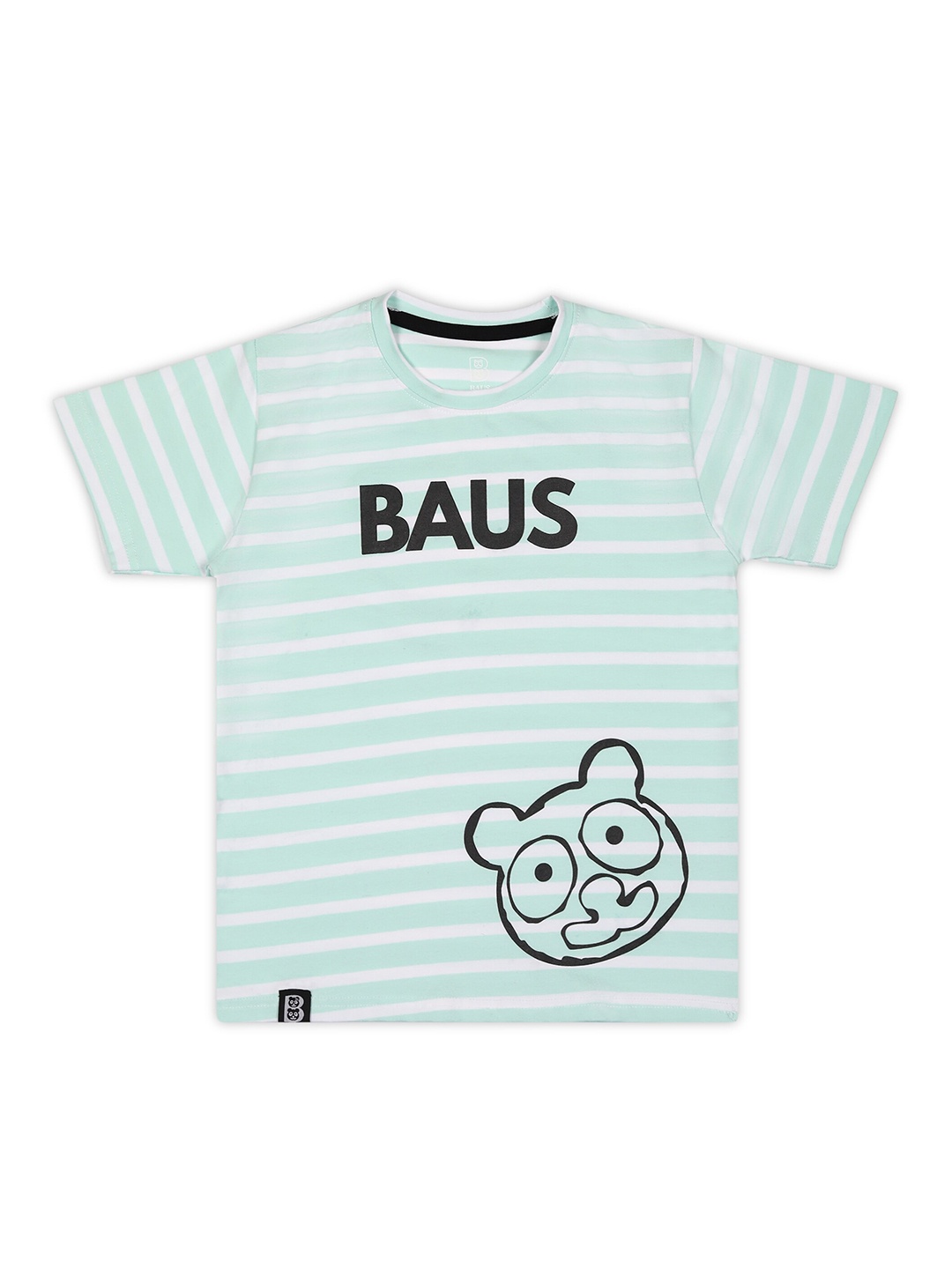 

BAESD Boys Typography Striped Round Neck Short Sleeves Cotton T-shirt, Sea green