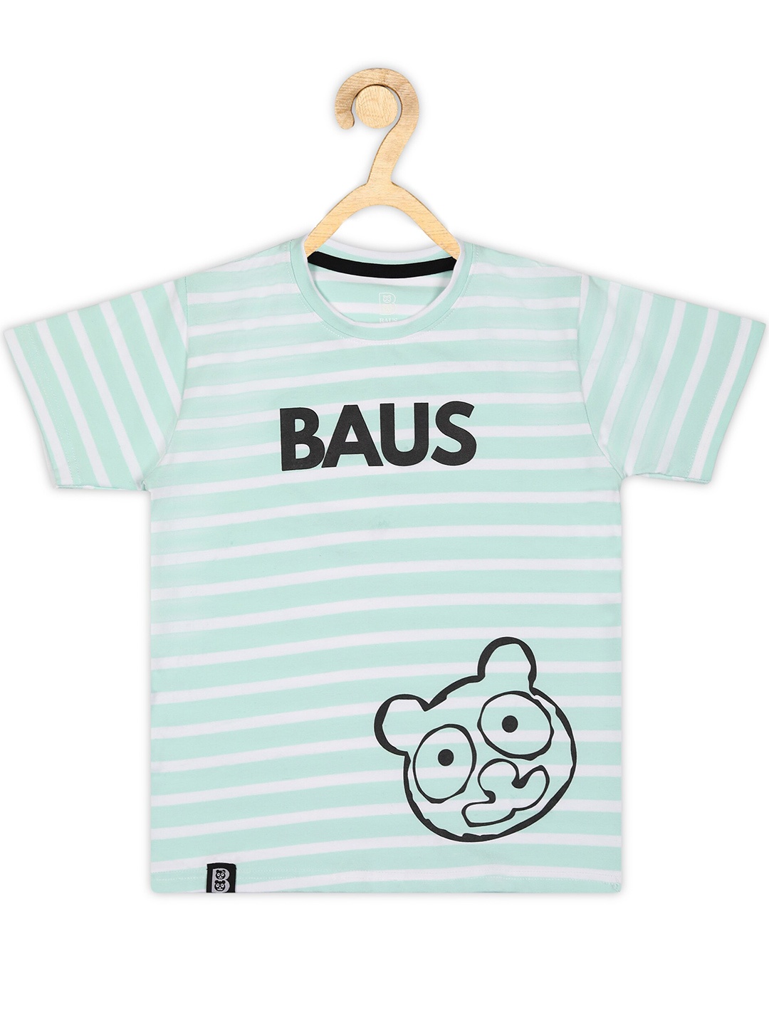 

BAESD Boys Typography Striped Round Neck Short Sleeves Cotton T-shirt, Sea green