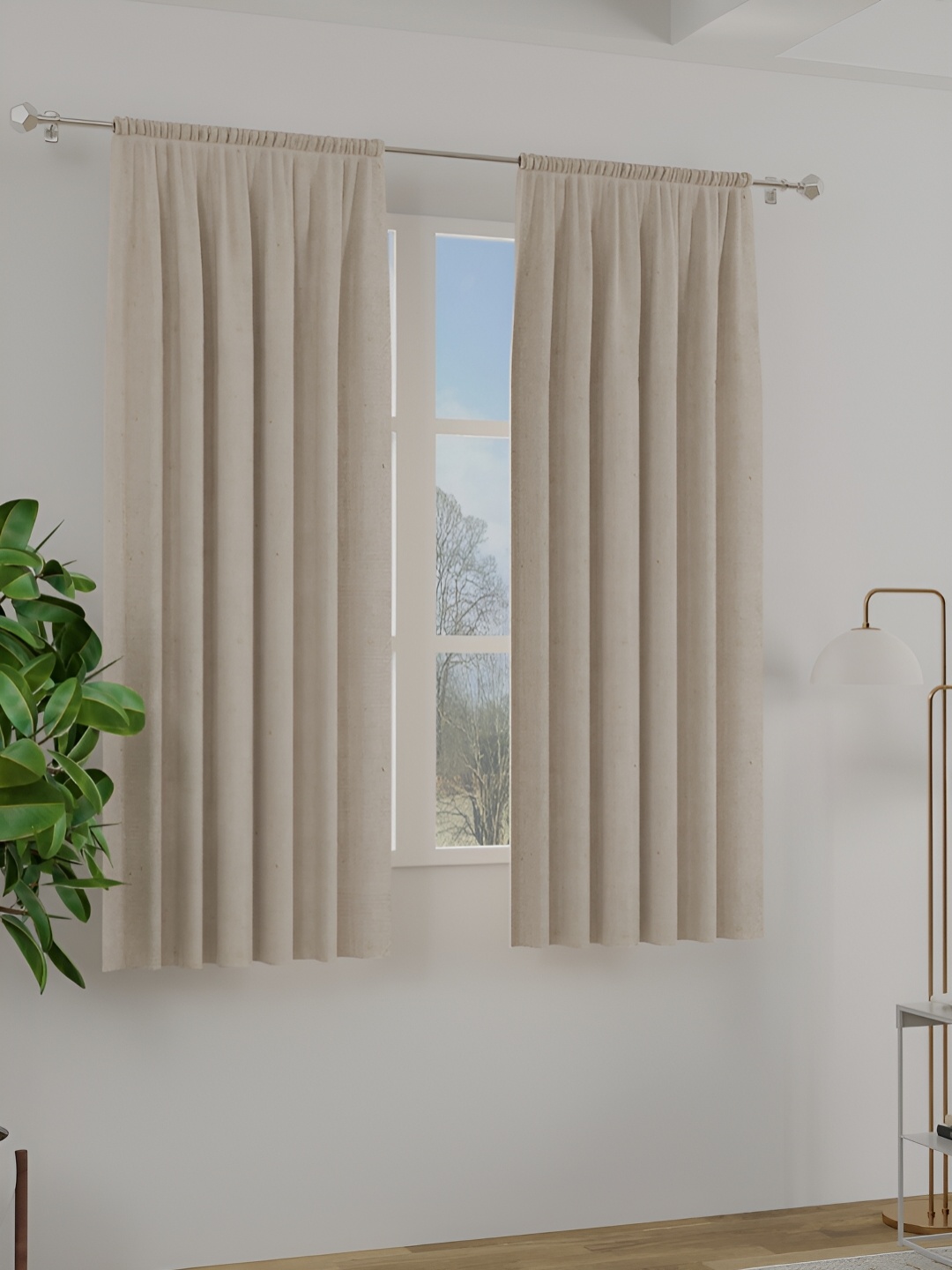 

ROSARA HOME Beige 2 Pieces Window Curtains