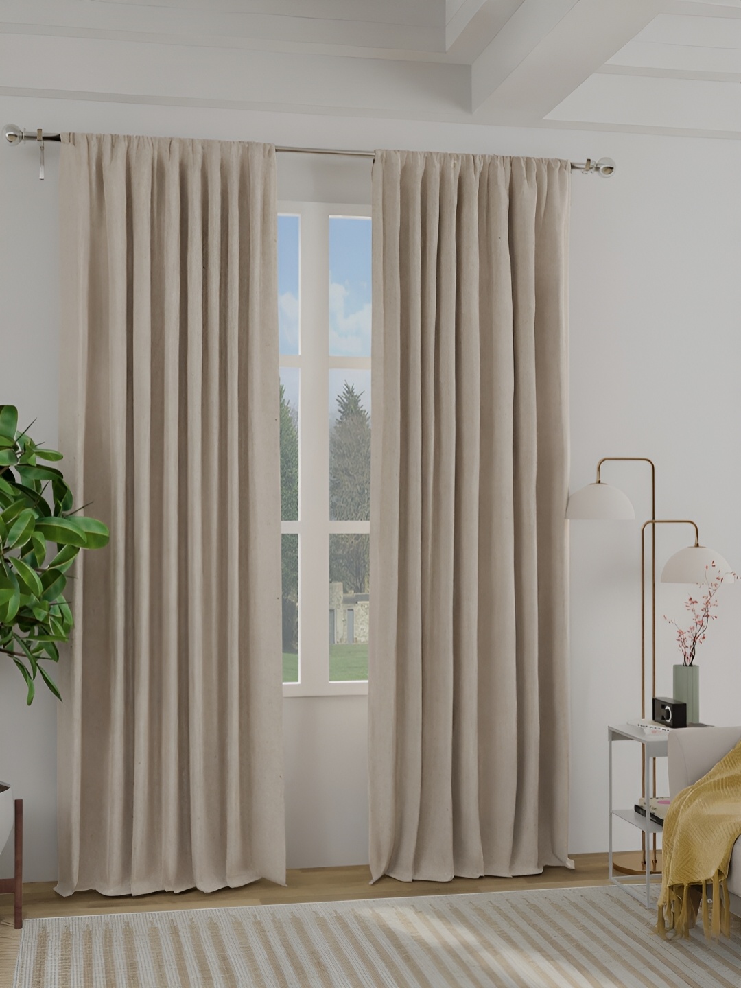 

ROSARA HOME Beige 2 Pieces Regular Long Door Curtains