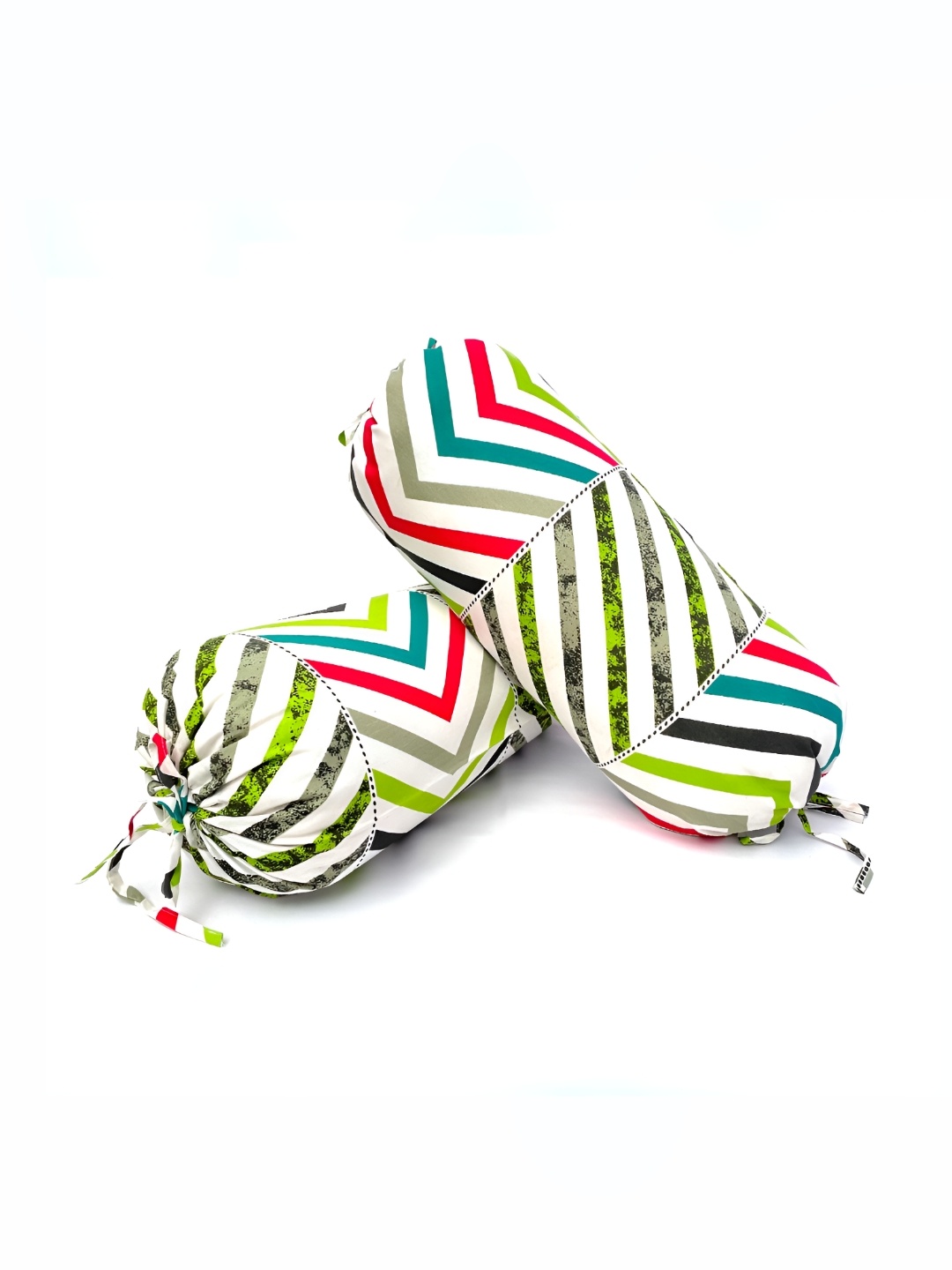 

SWAYAM 2-Pcs Off White & Green Printed Bolster Covers