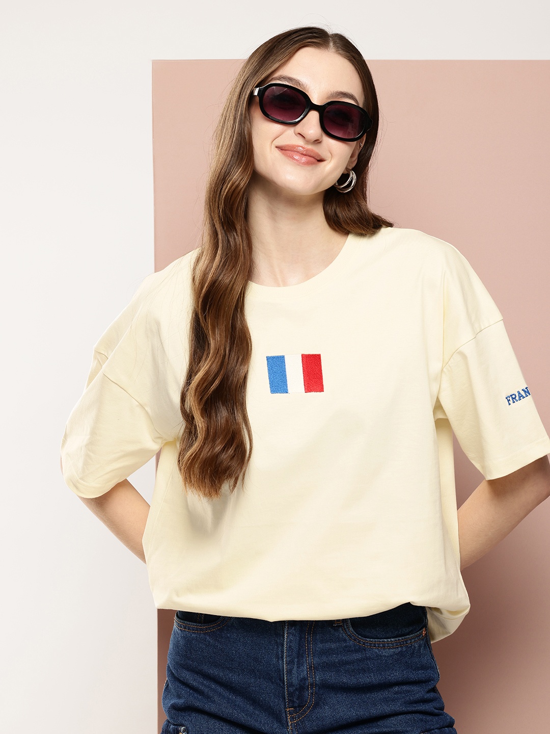 

Stormborn Printed Drop-Shoulder Sleeves Pure Cotton T-shirt, Off white