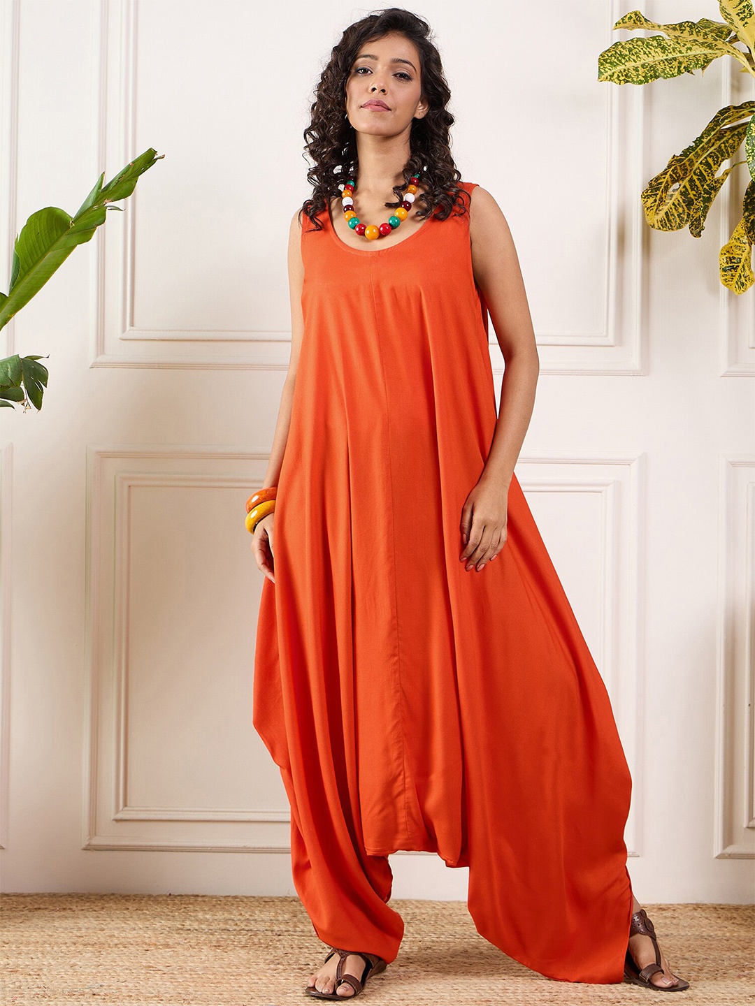 

InWeave Sleeveless Basic Jumpsuit, Orange