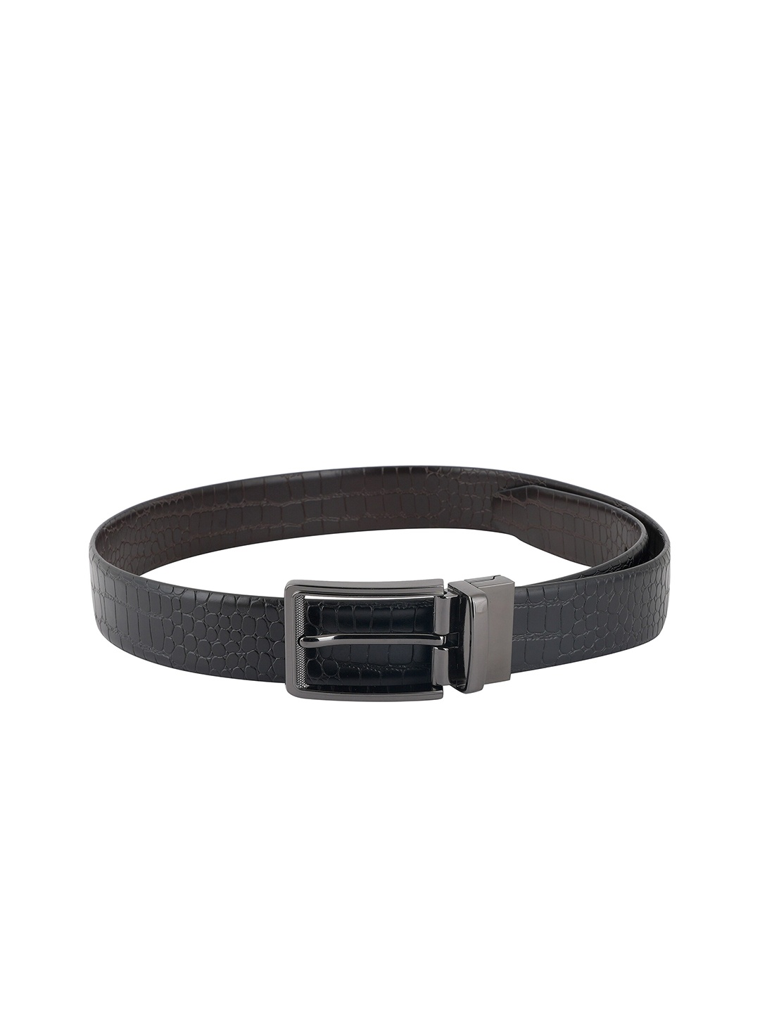 

Style Shoes Men Textured Leather Reversible Formal Belt, Black