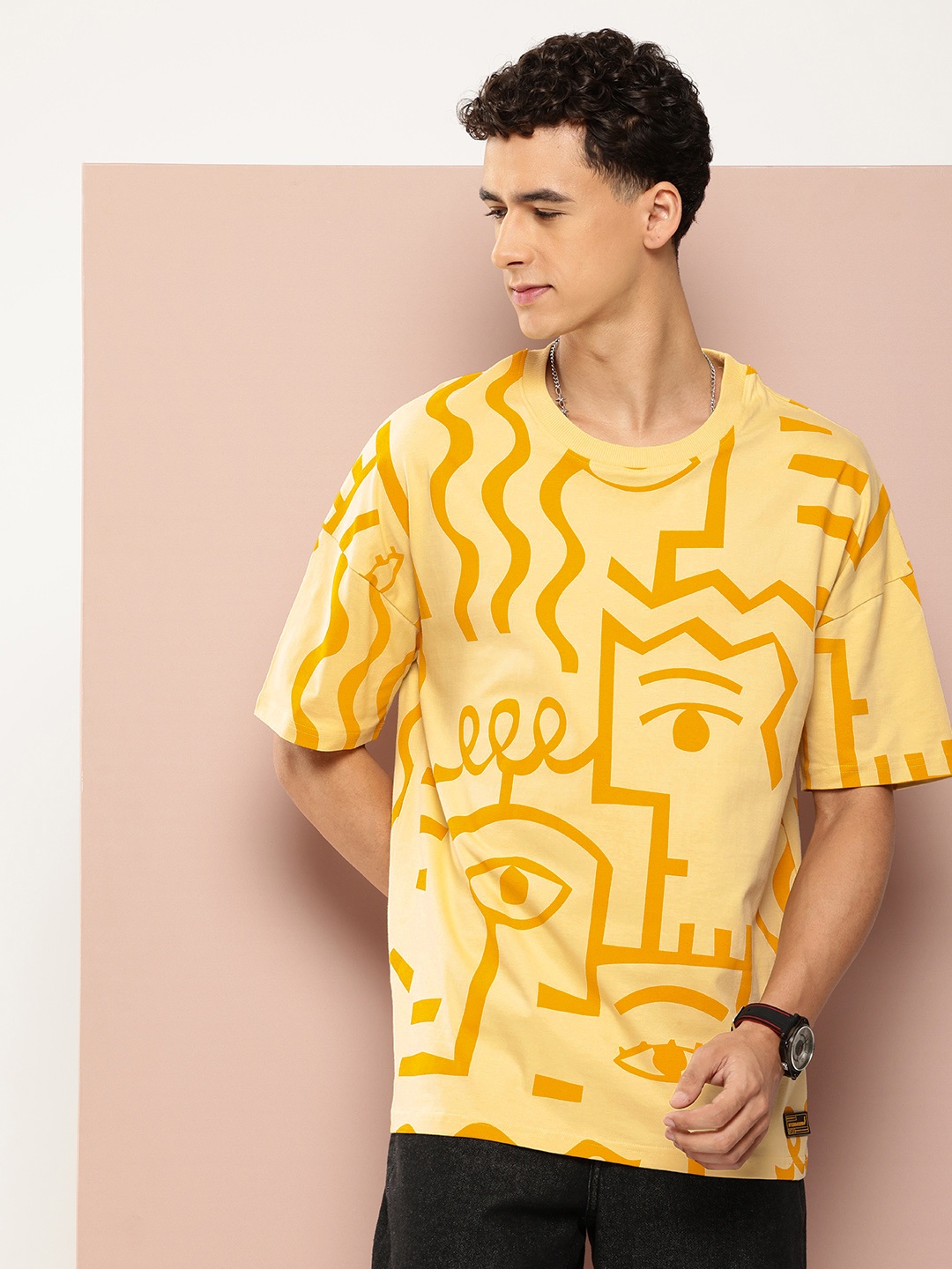 

Stormborn Men Graphic Printed Oversized T-shirt, Yellow