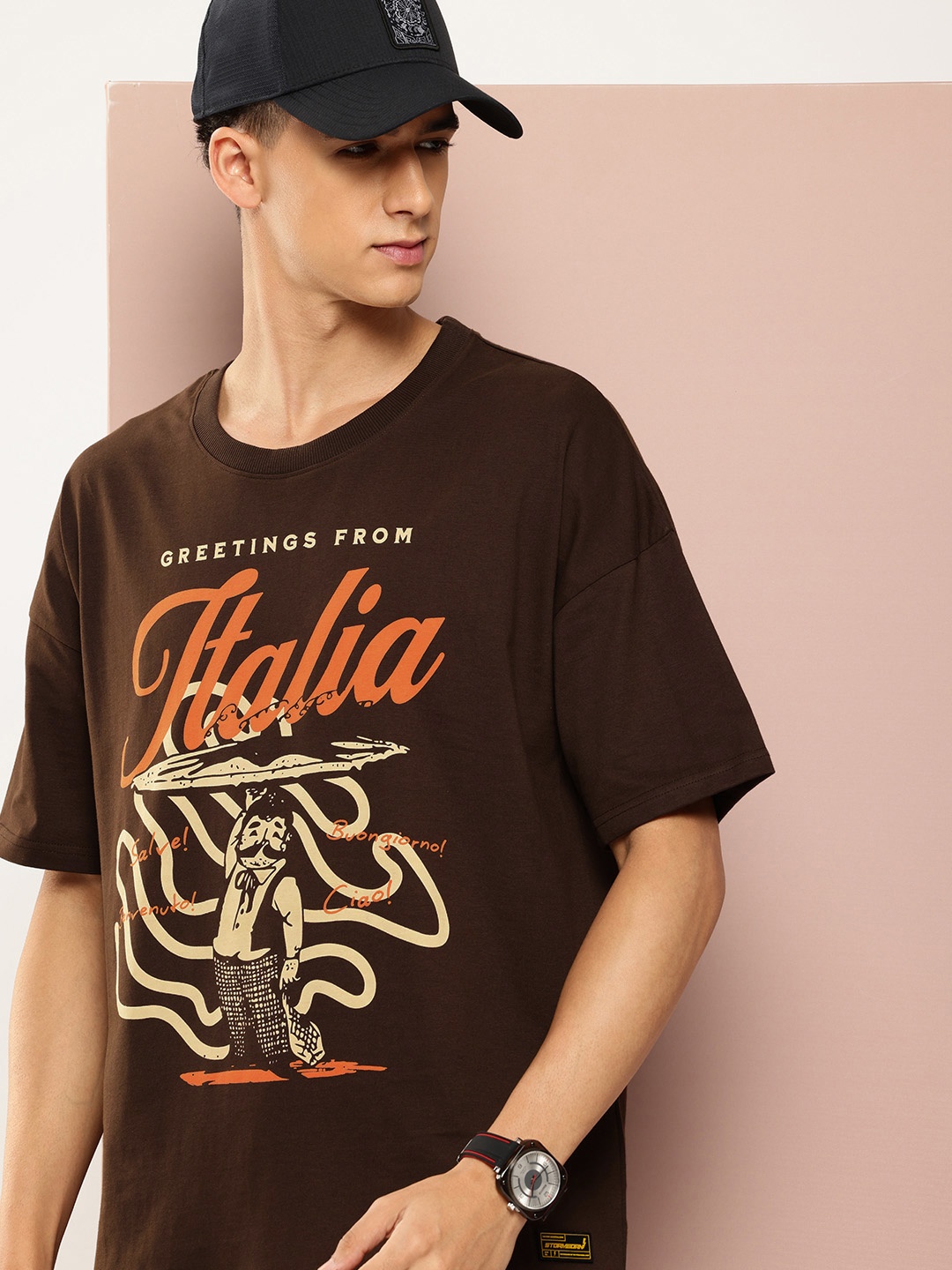 

Stormborn Men Graphic Printed Oversized T-shirt, Brown