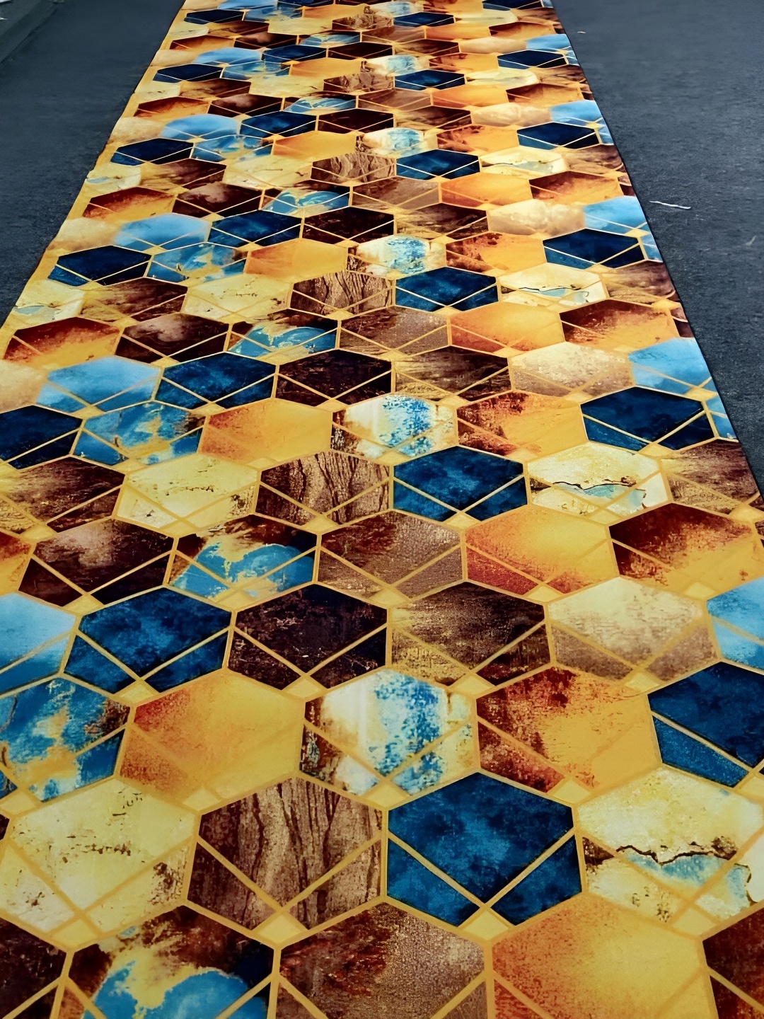 

Safiya Carpet Blue Geometric Water Resistant Nylon Carpets