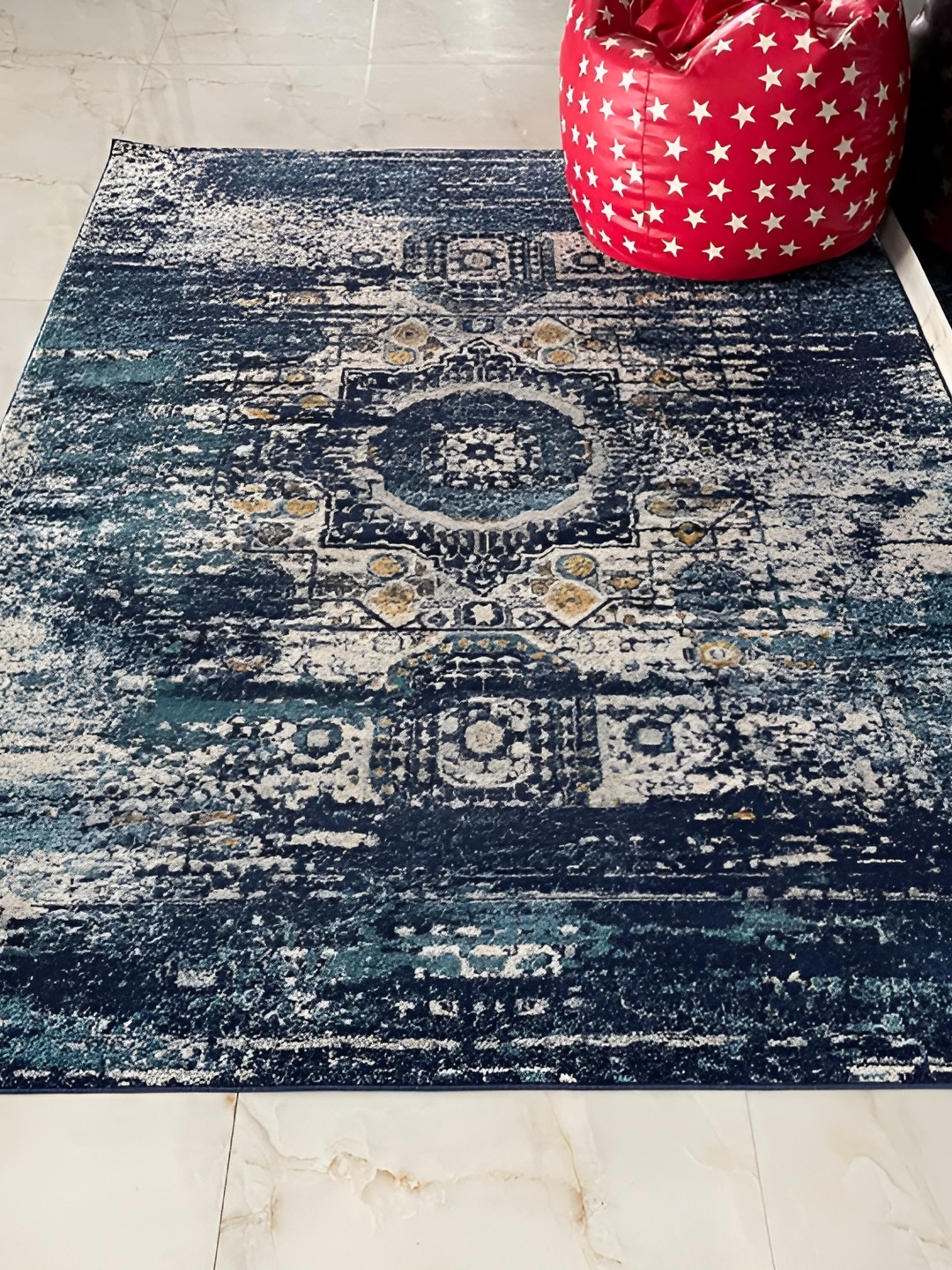 

Safiya Carpet Blue & Beige Abstract Water Resistant Carpets