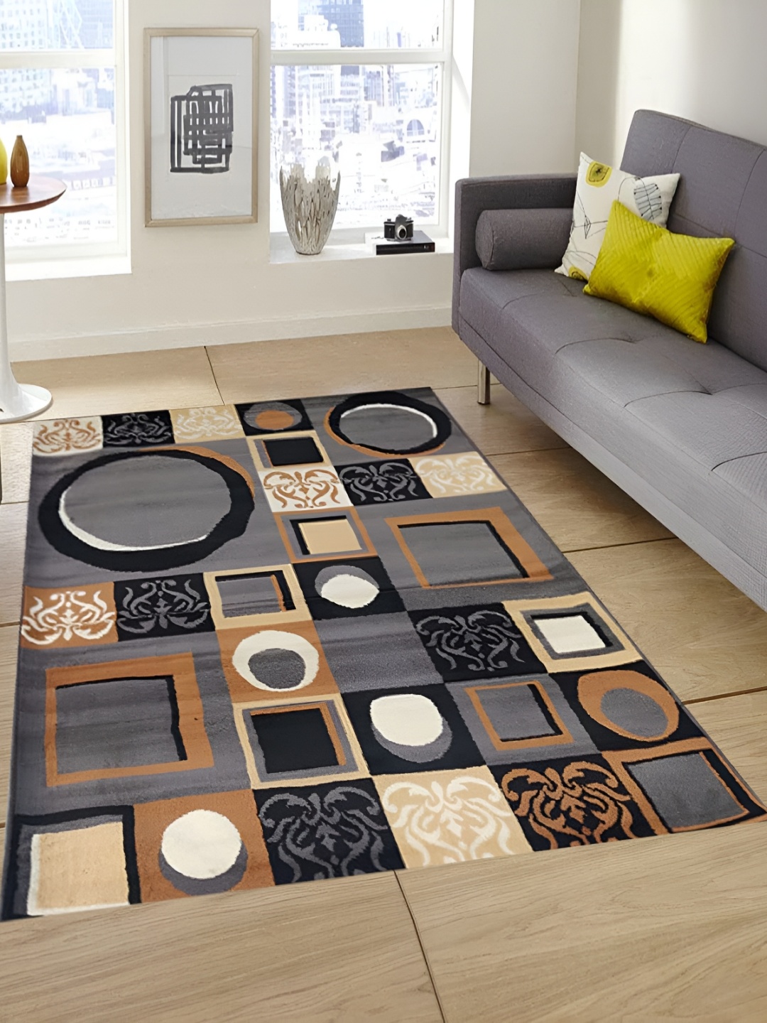 

Safiya Carpet Grey & Brown Floral Water Resistant Carpets