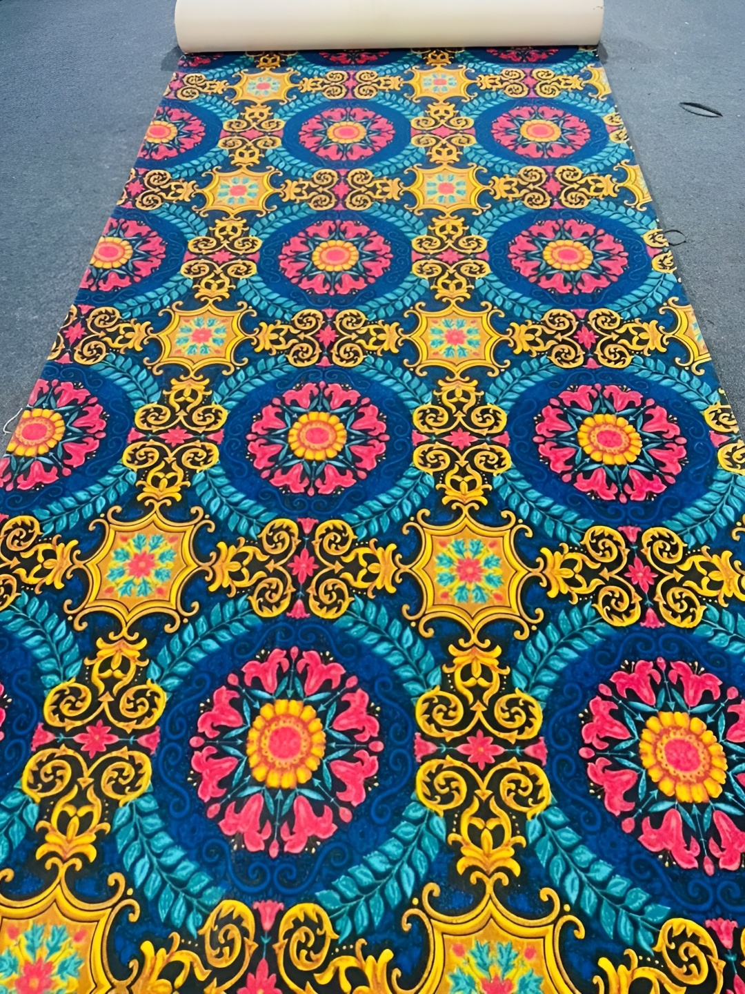 

Safiya Carpet Blue & Yellow Ethnic Motifs Water Resistant Carpet