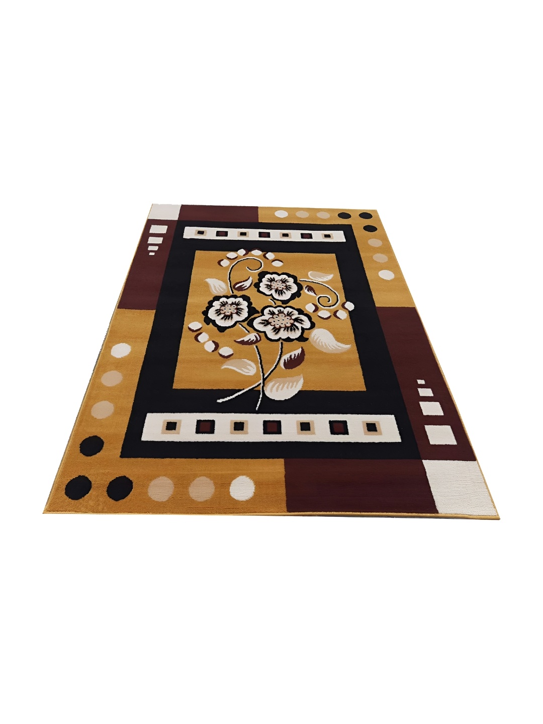 

Safiya Carpet Gold Toned & Brown Floral Water Resistant Rectangle Traditional Carpets