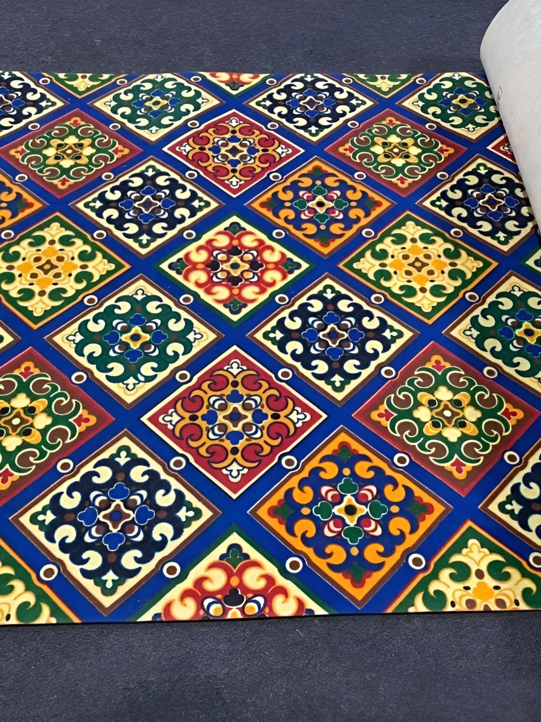 

Safiya Carpet Blue Traditional Floral Water Resistant Carpet