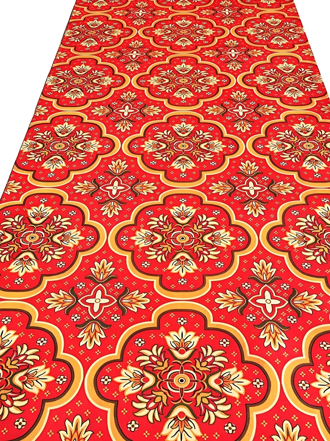 

Safiya Carpet Red & Beige Floral Printed Water Resistant Rectangle Traditional Carpet