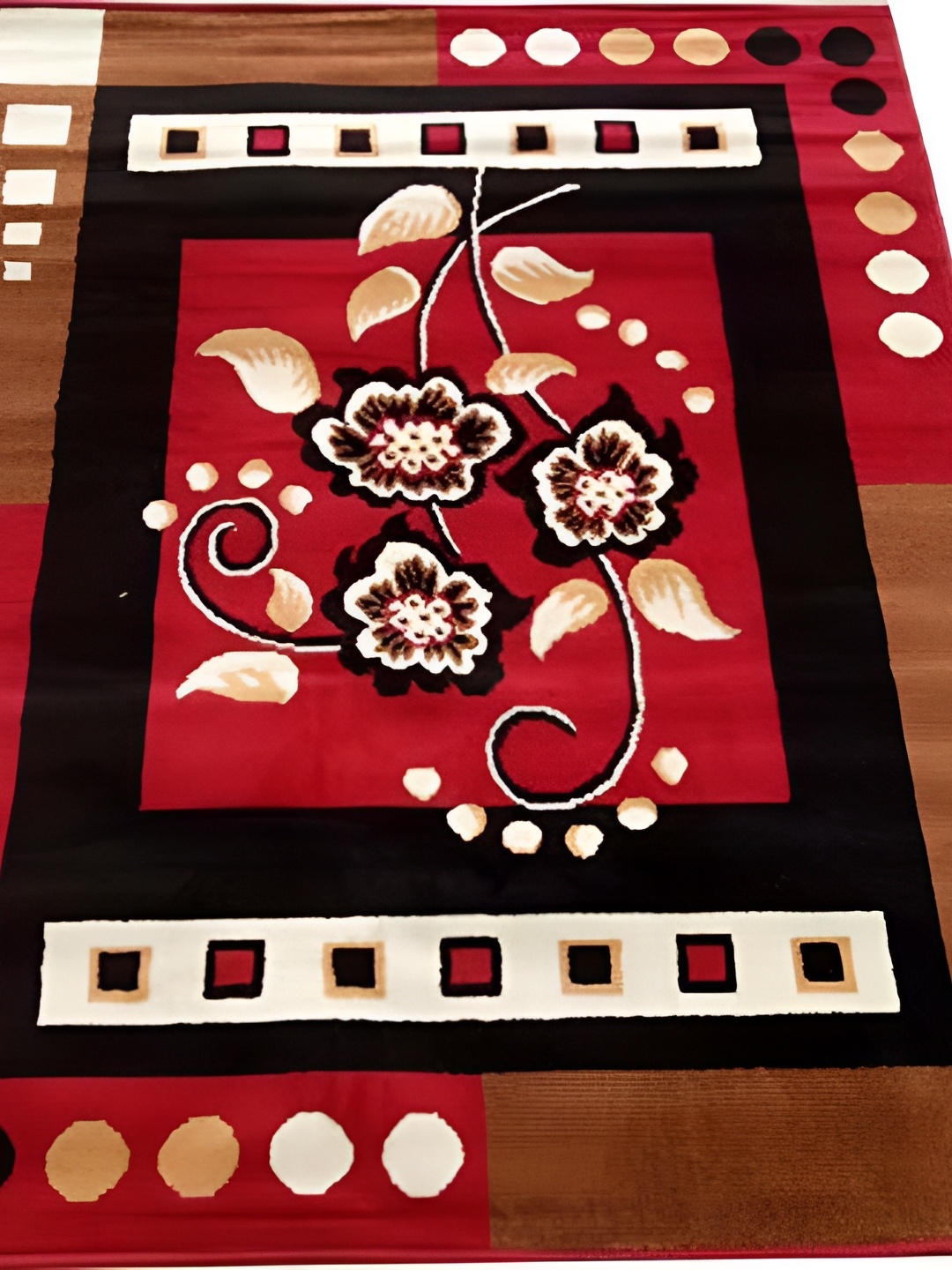 

Safiya Carpet Red & Brown Floral Water Resistant Carpets