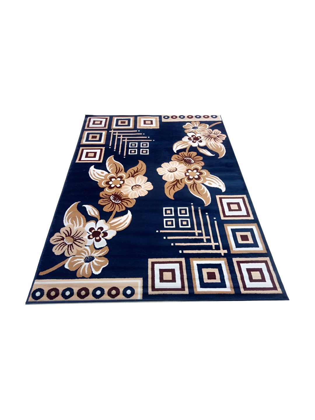 

Safiya Carpet Blue & Brown Floral Printed Durable Floor Carpets