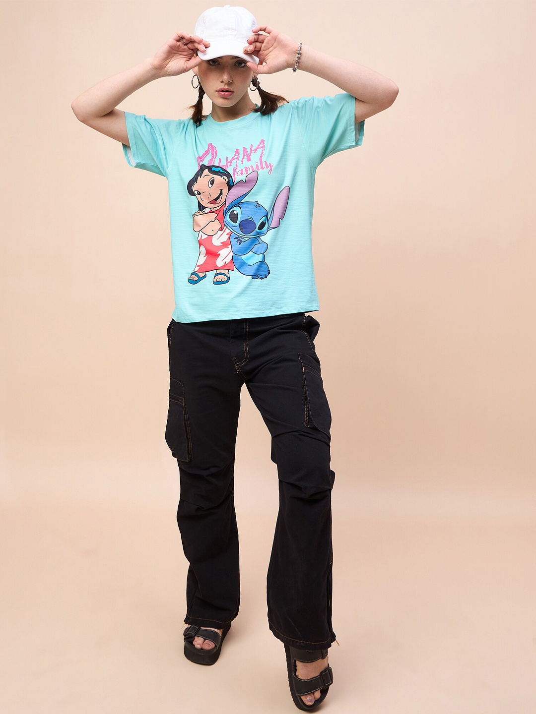 

Disney by DressBerry Blue Graphic Printed Fusion Round Neck Relaxed Fit T-shirt