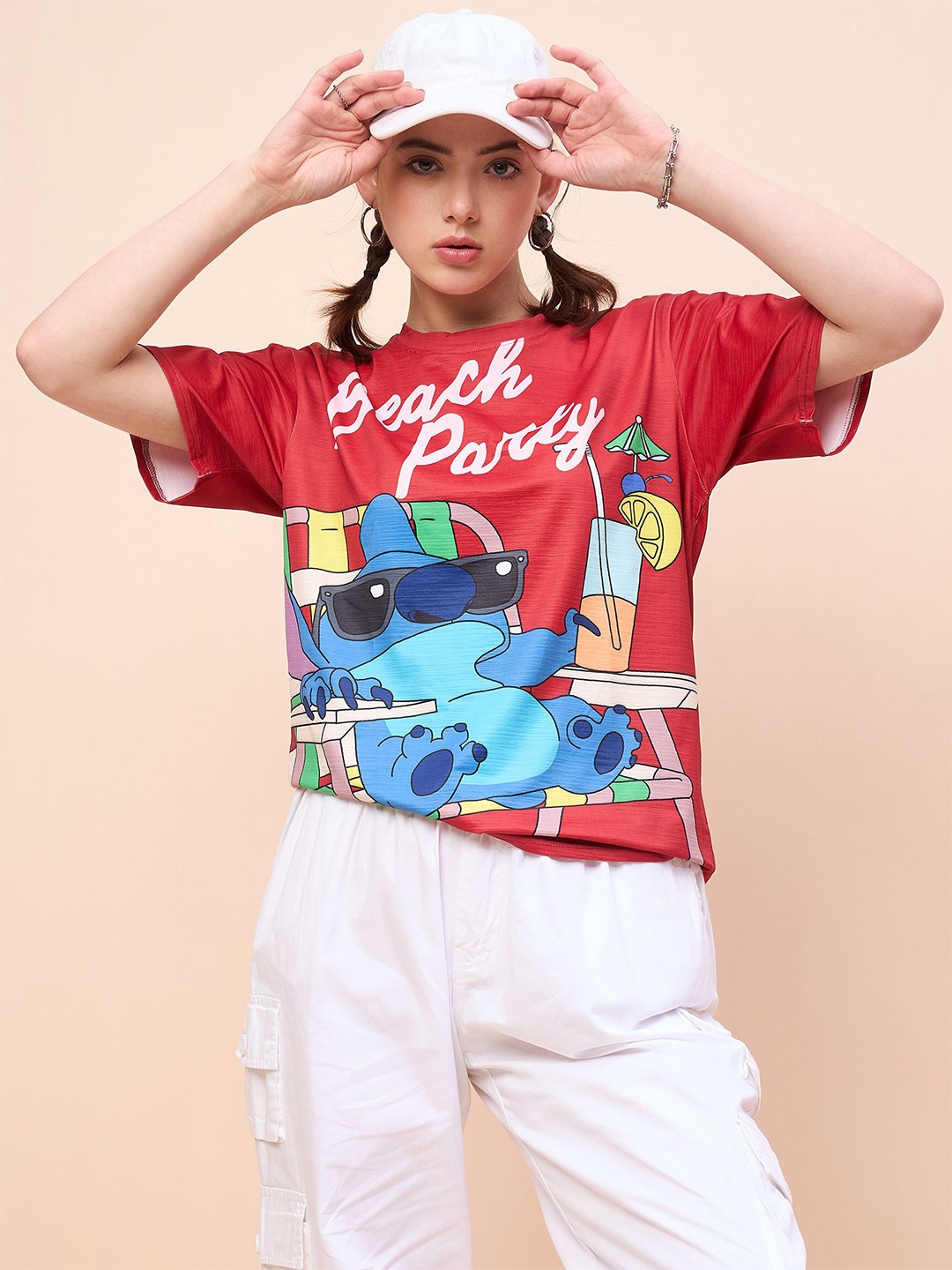 

Disney by DressBerry Red Relaxed Fit Graphic Disney Printed T-shirt
