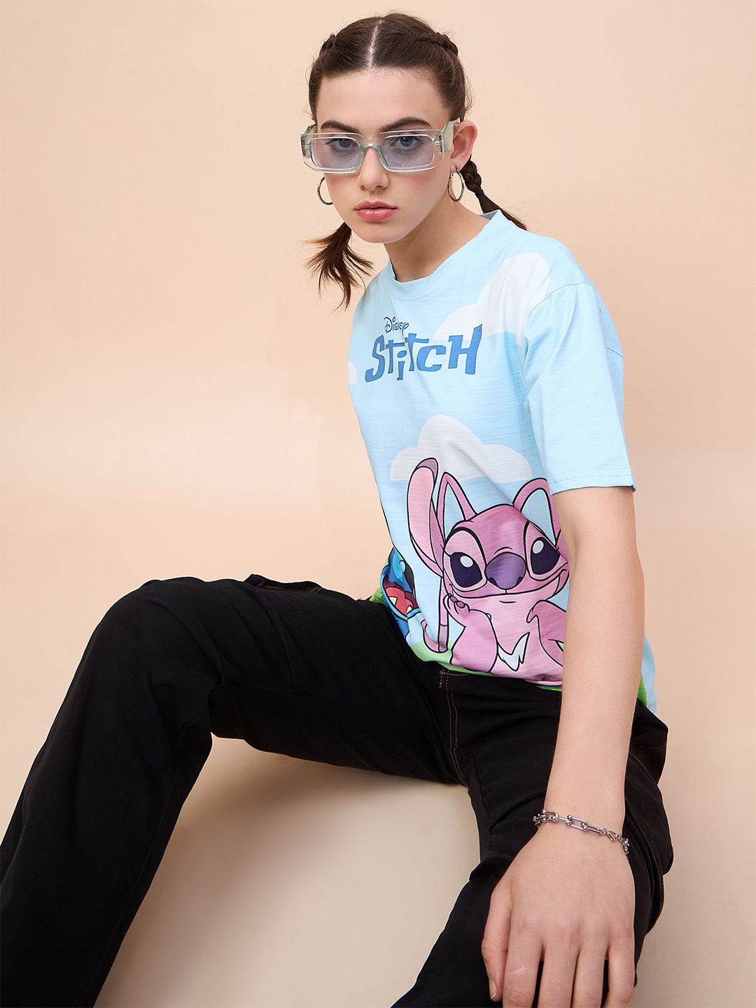 

Disney by DressBerry Blue Relaxed Fit Graphic Printed Disney T-shirt