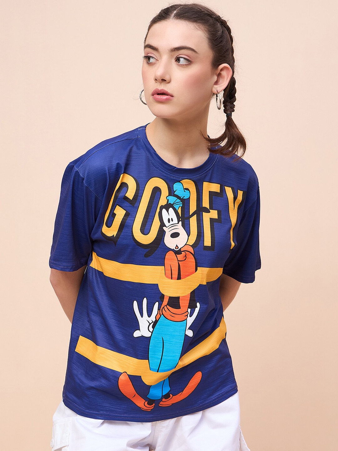 

Disney by DressBerry Blue Graphic Printed Round Neck Fusion Relaxed Fit T-shirt