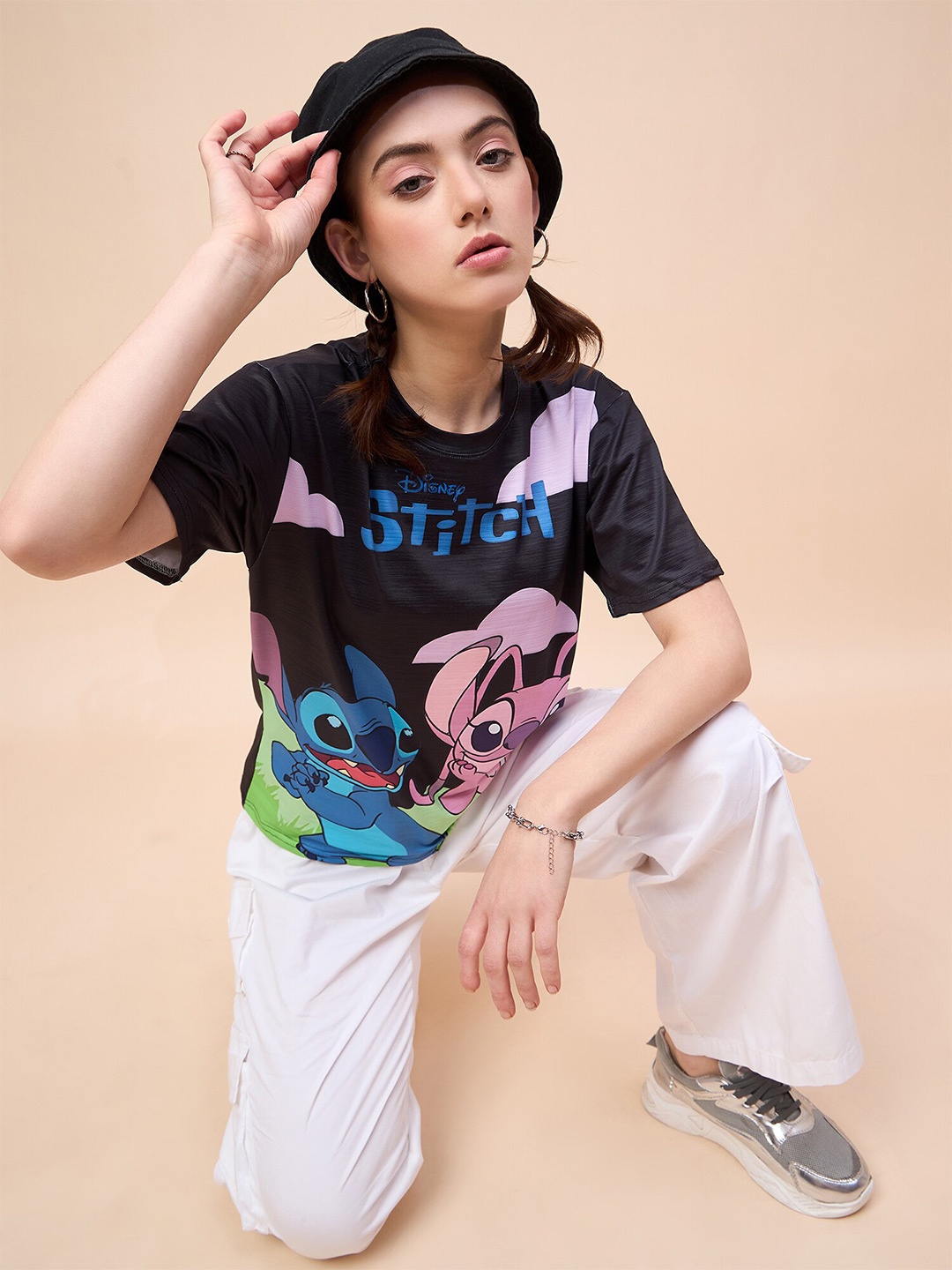 

Disney by DressBerry Black Relaxed Fit Typography Printed Disney T-shirt